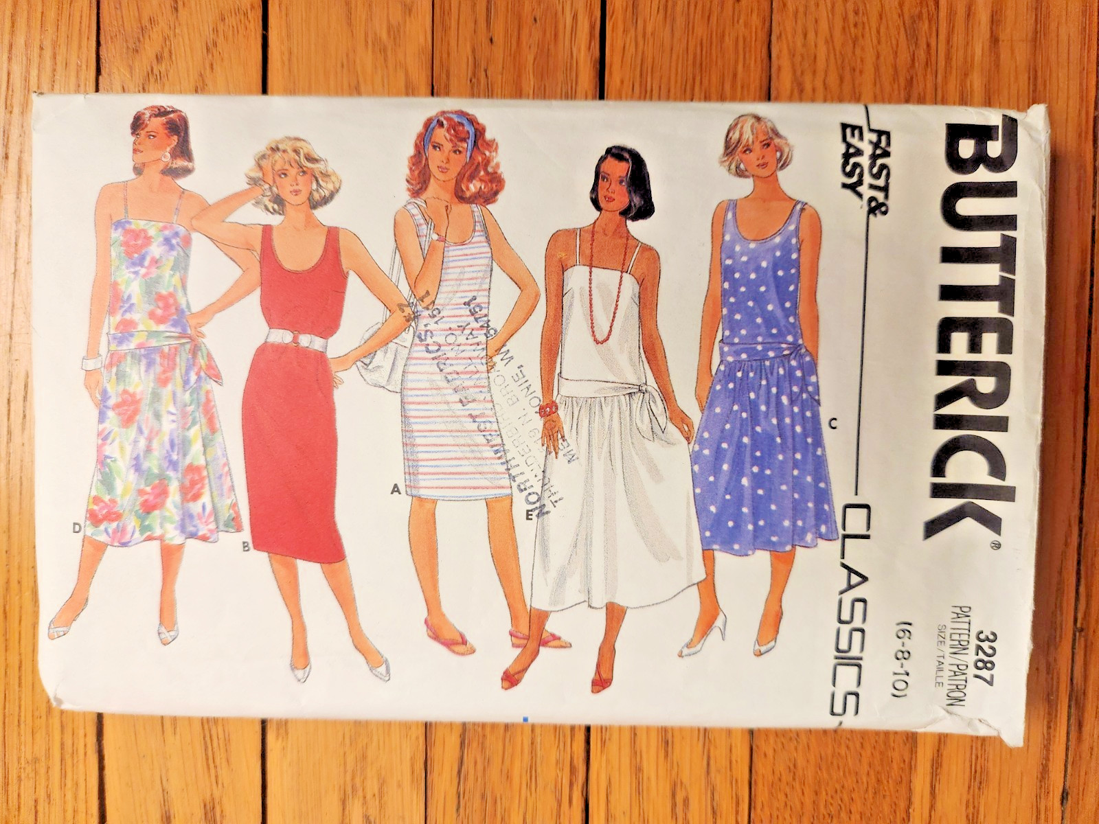 Vtg 1985 Butterick Fast & Easy Classics Sewing Pattern #3287 - Dress Size 6-8-10