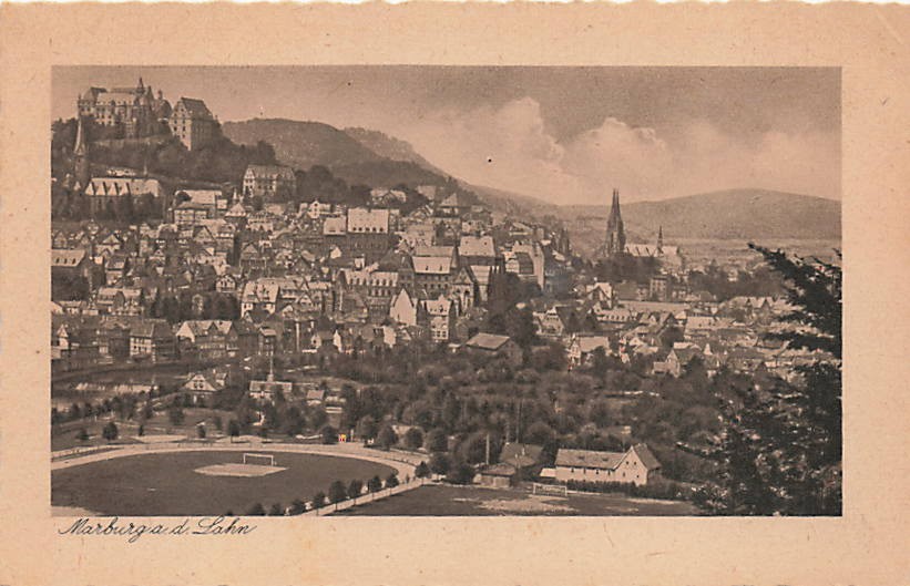 Postcard Germany: Panoramic View, Marburg an der Lahn, WB