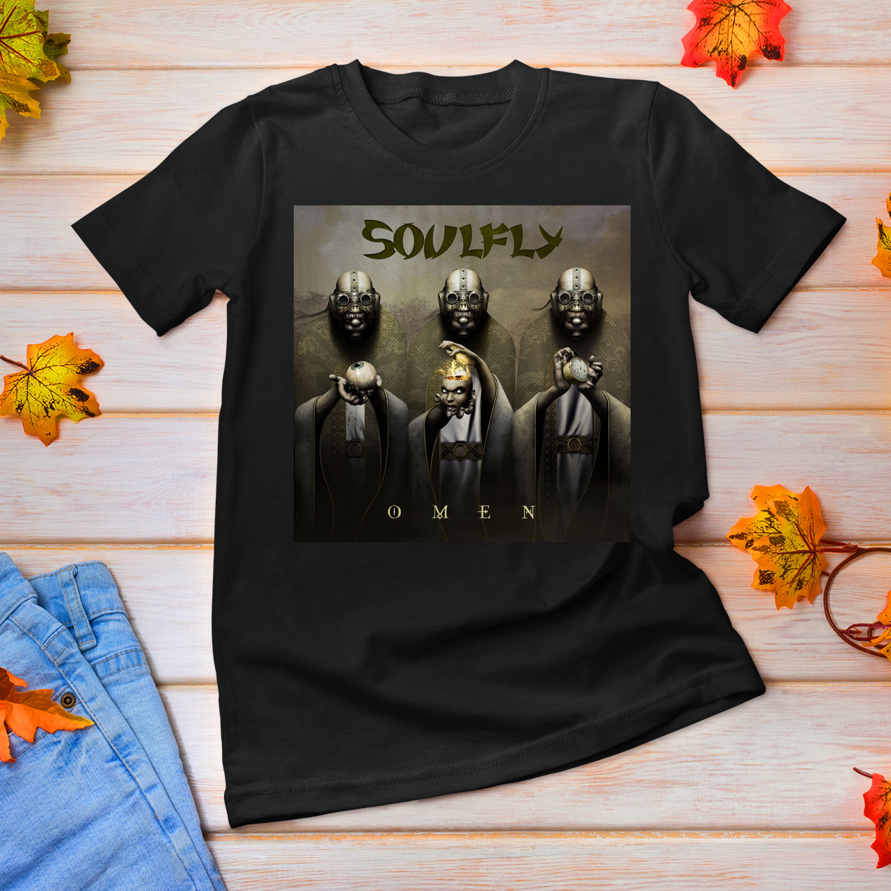 Vintage Soulfly Band Omen Short Sleeve Cotton Black All Size Unisex Shirt CC458