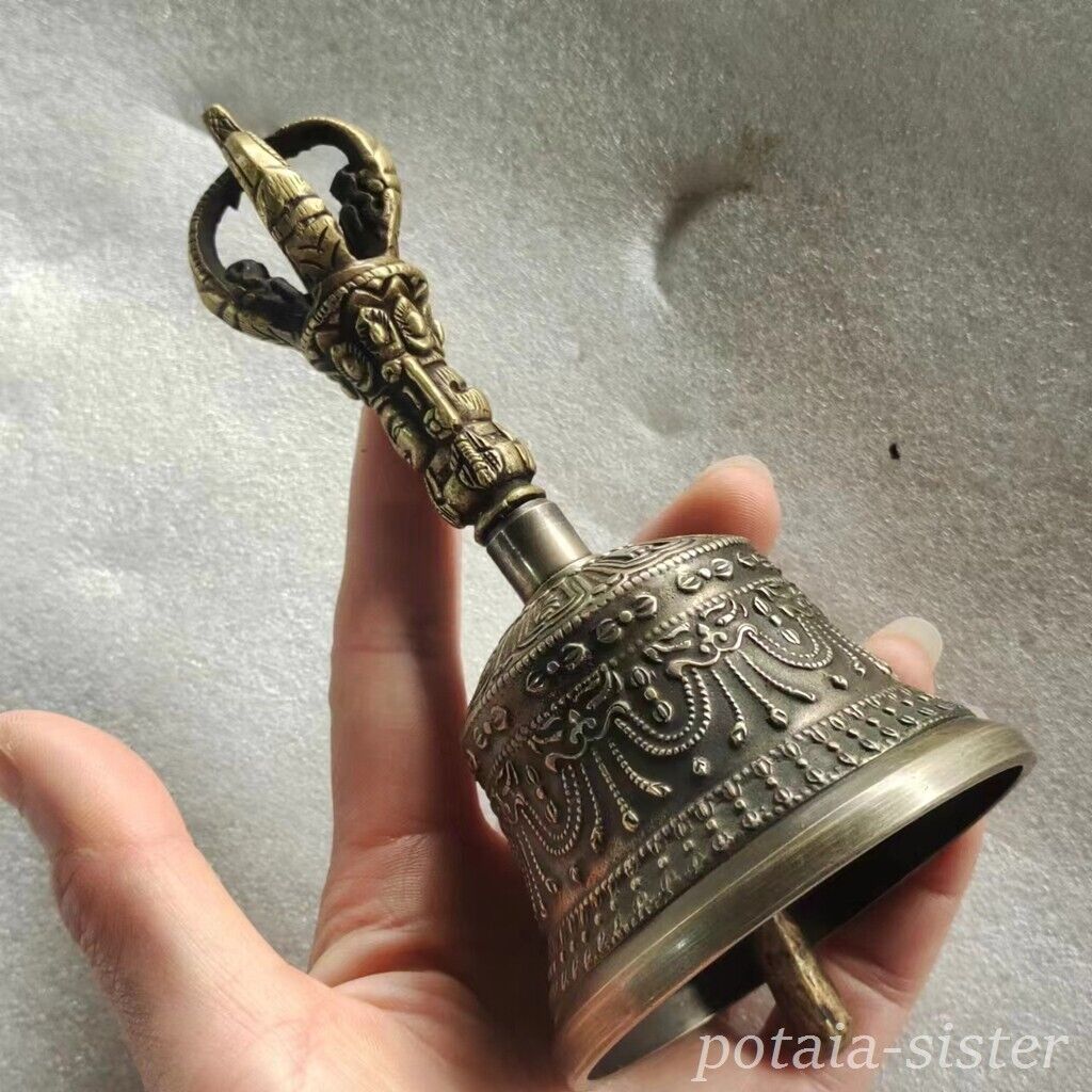Nepal Tibetan vajrayana buddhism handmade bronze Five shares diamond bell pestl