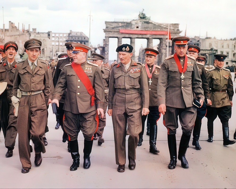 8x10 Brandenburg Gate Montgomery With Allies Glossy Photo Print HT4136607