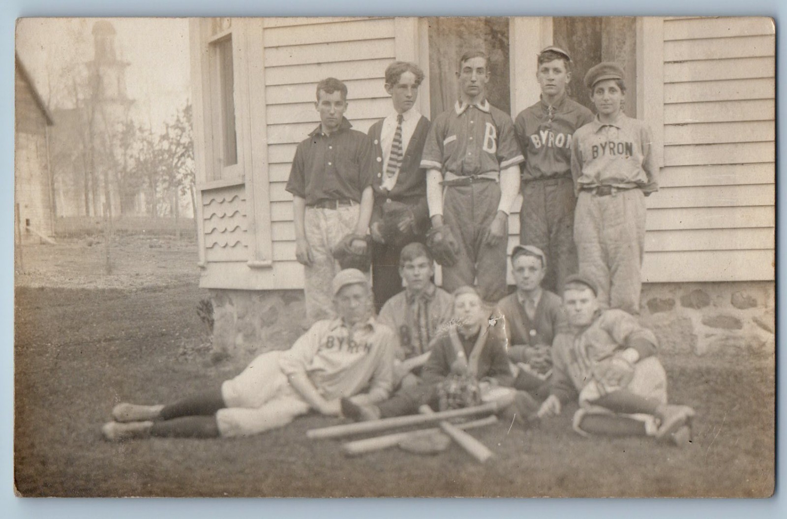 c1910's High School Baseball Team Byron Michigan MI RPPC Photo Antique Postcard