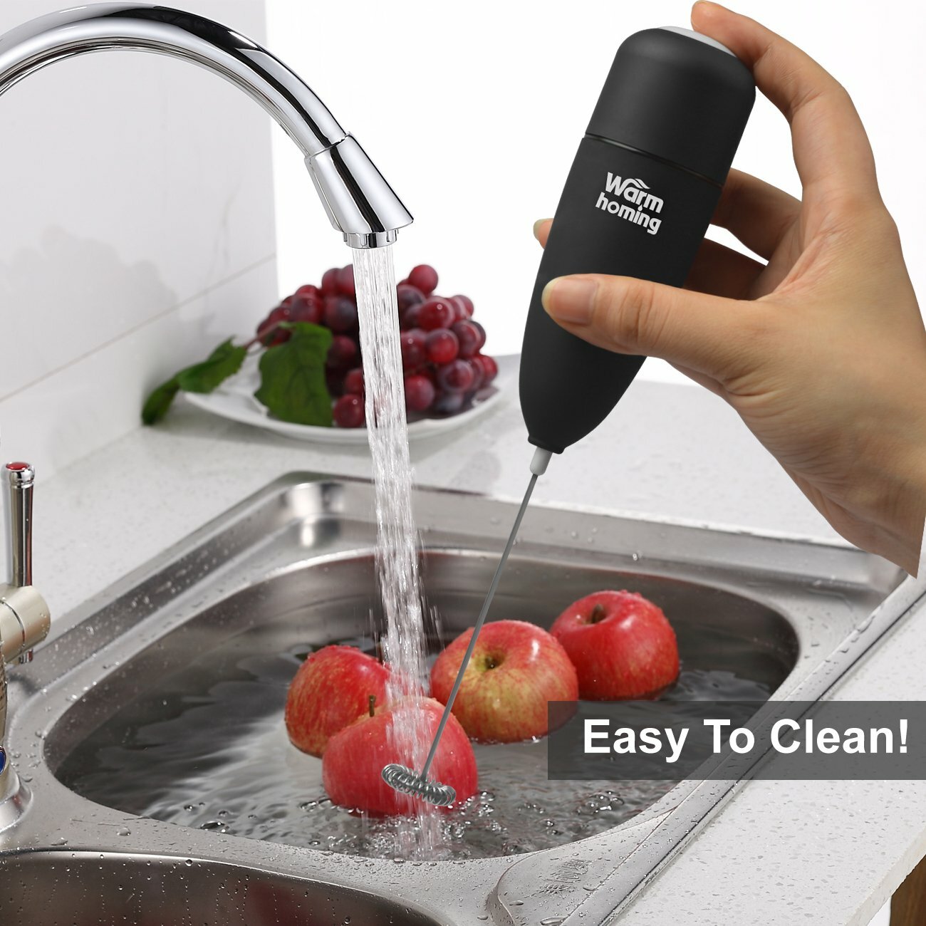 Milk Frother Handheld Electric Whisk Battery Operated Stainless Steel Foam Maker