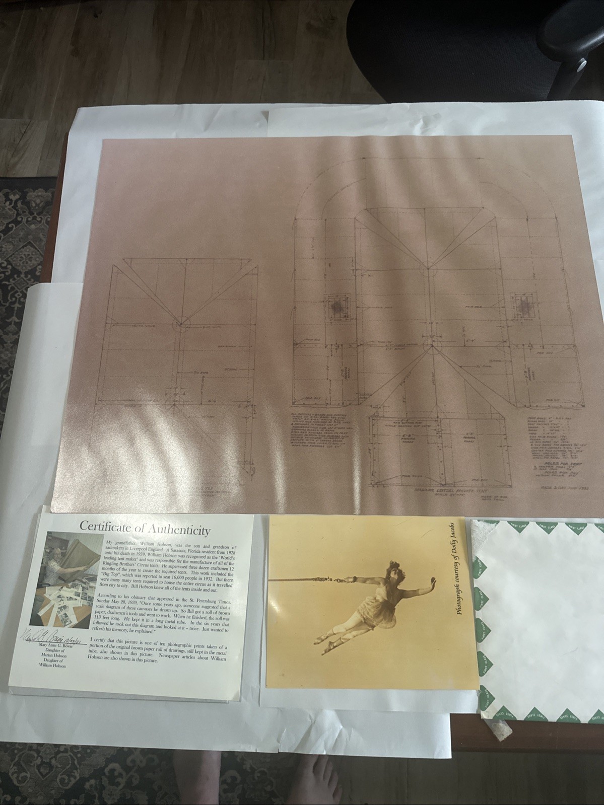RARE William Hobson Ringling Bros Circus Tent Plan Photo Print 1 of 10 COA