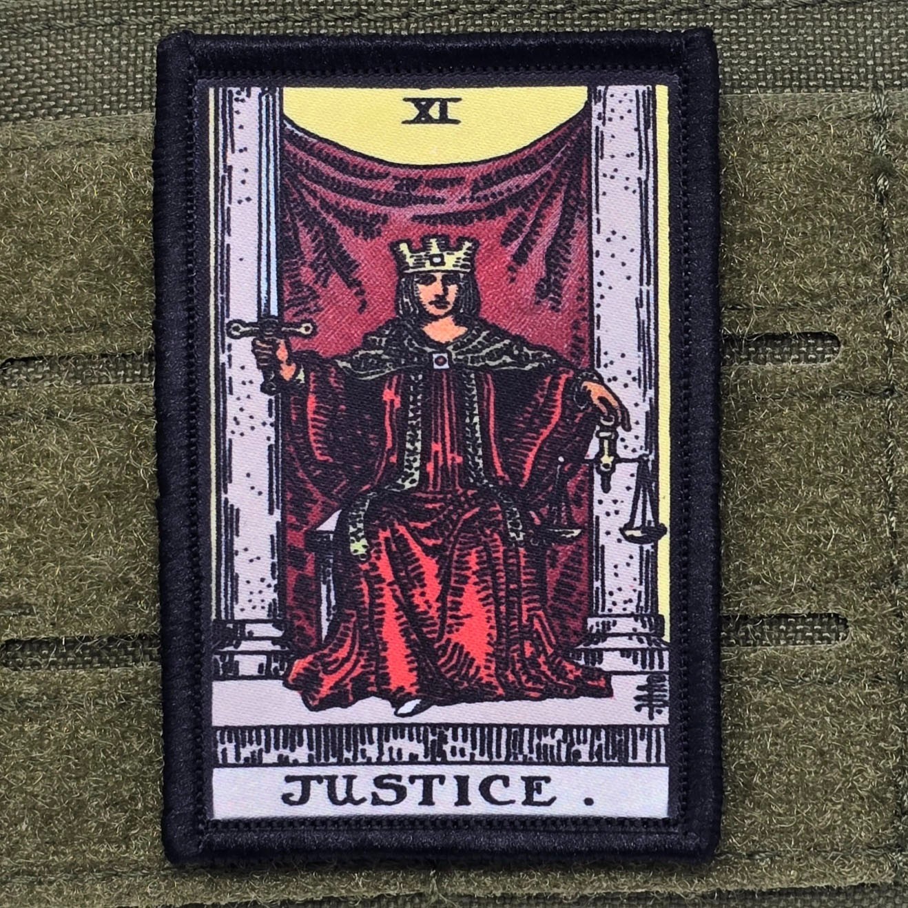 Justice Patch Tarot Cards Moral Tactical Military Army USA Flag Hook & Loop