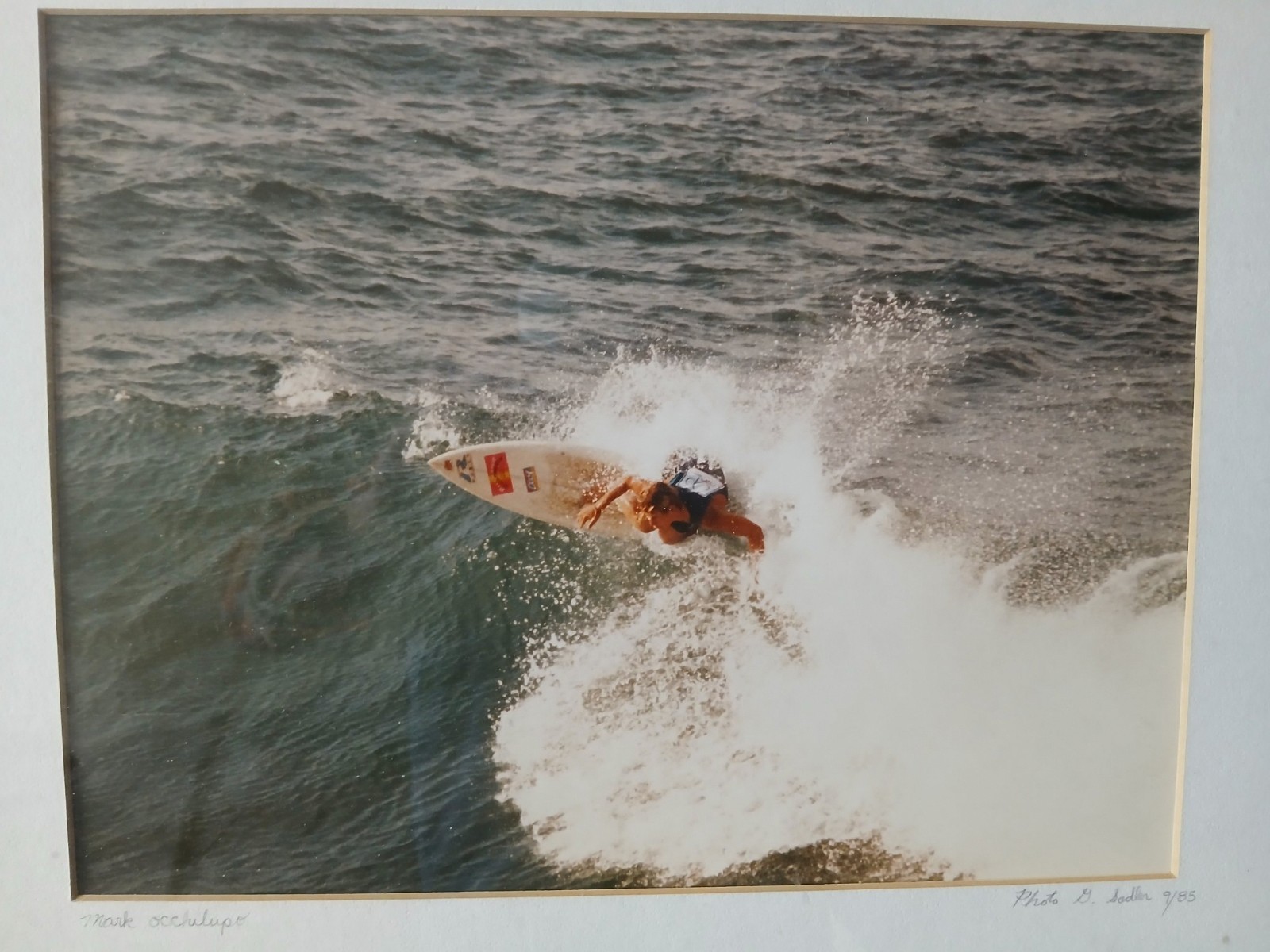 Mark Occhilupo 1985 Framed Vintage Surf Photo – Occy Peak Season OP Pro Era