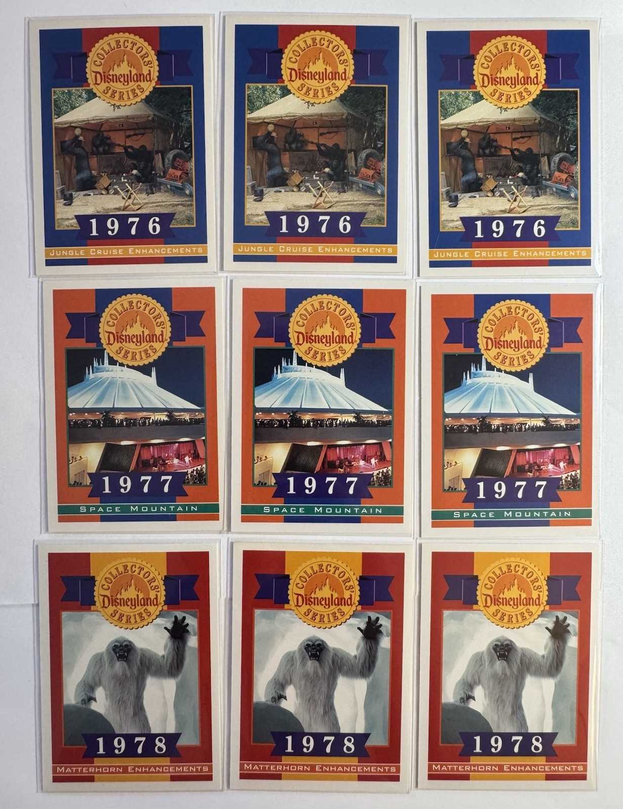 Disneyland Collectors Cards (x3) 1976, (x3) 1977 & (x3) 1978 | Lot Of 9 Disneyland Collectors Cards (x3) 1976, (x3) 1977 & (x3) 1978 | Lot Of 9