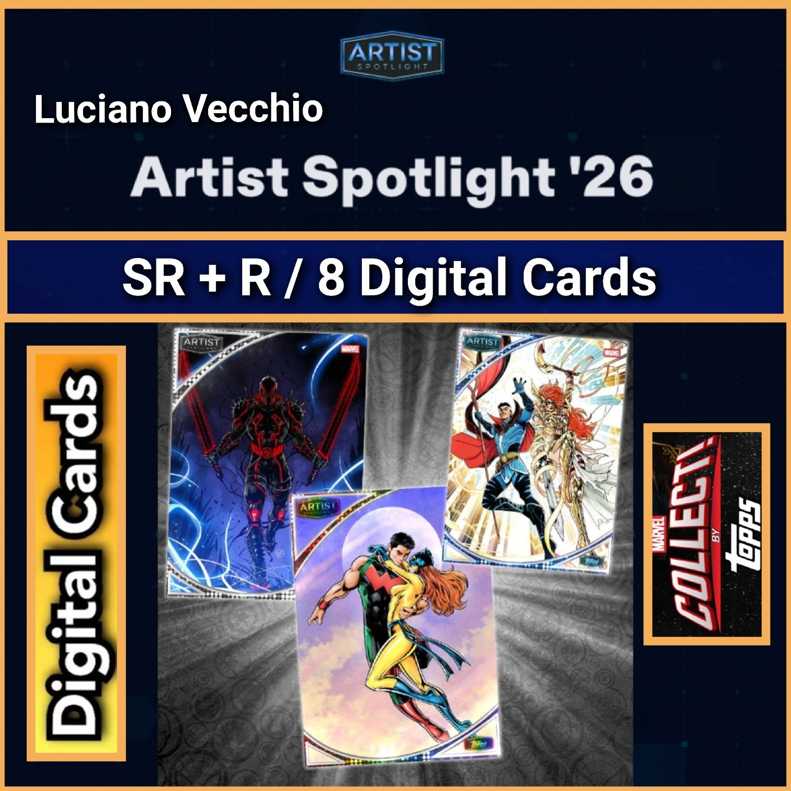 Topps Marvel Collect Artist Spotlight 26 Luciano Vecchio SR+R 8 Card Set
