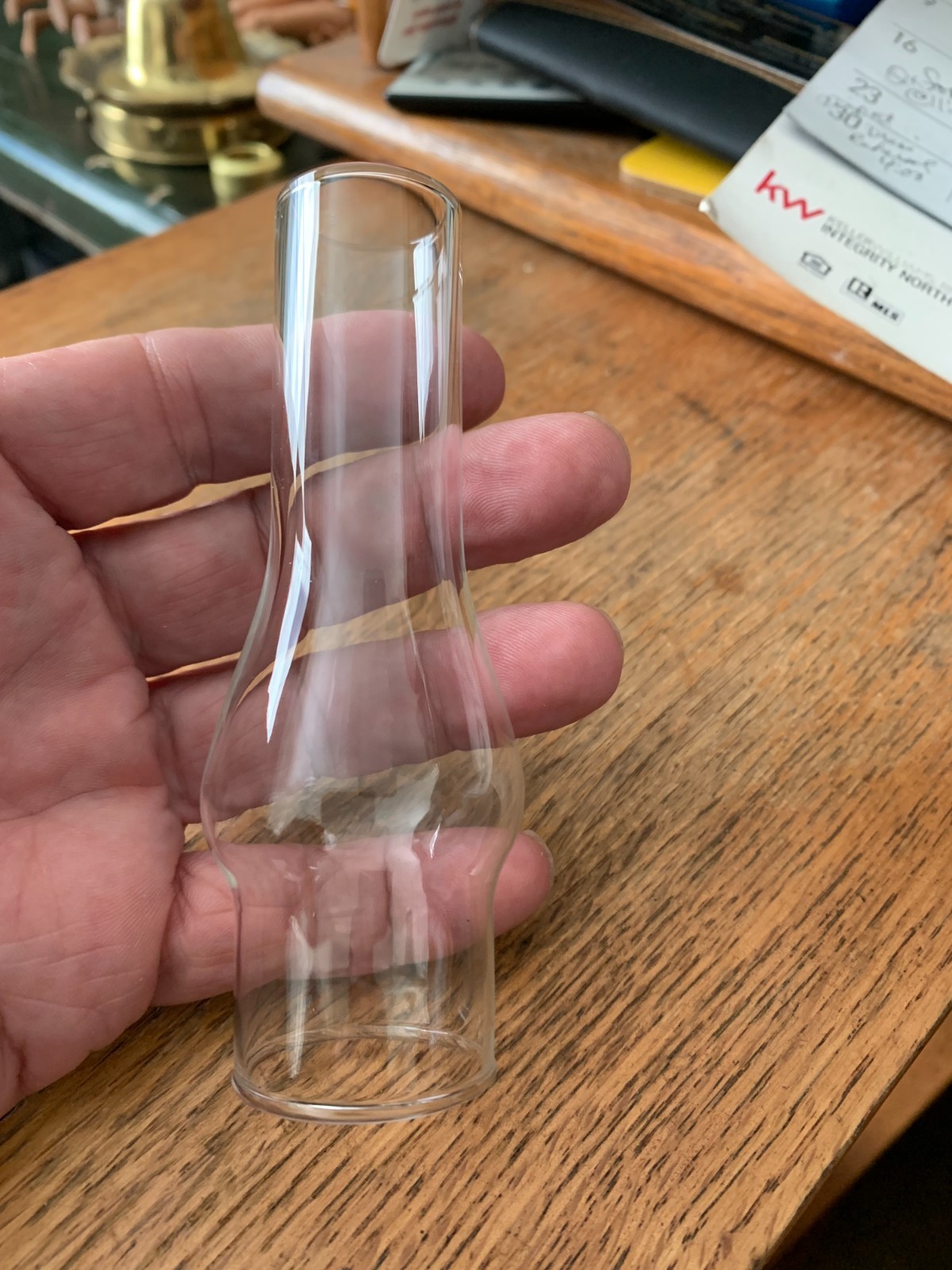 Glass Kerosene Miniature Oil Lamp Chimney 1&1/4 inch base 4&1/2 inches tall