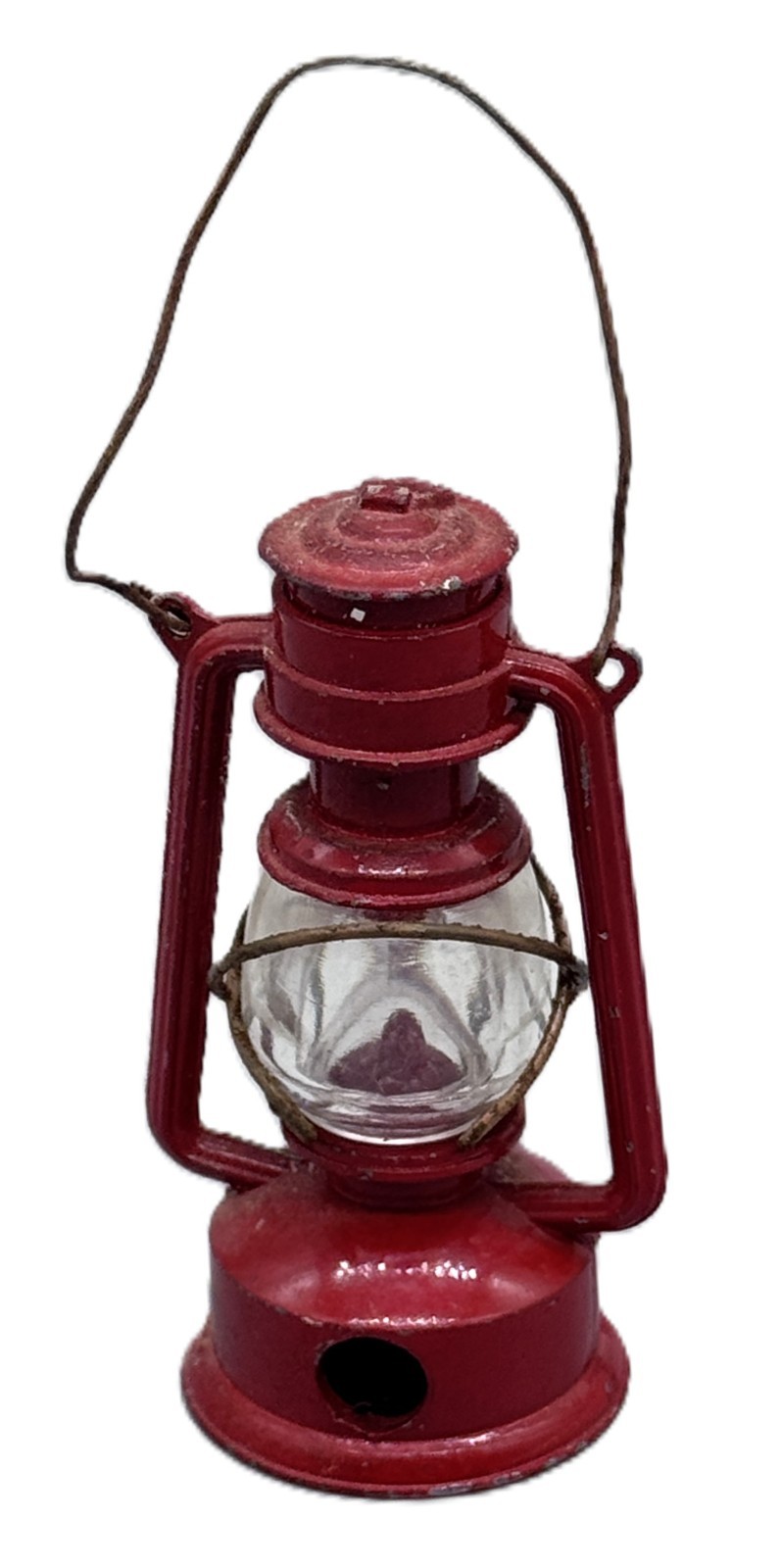 Vintage Miniature Diecast Metal Lantern Pencil Sharpener Red Finish 3\