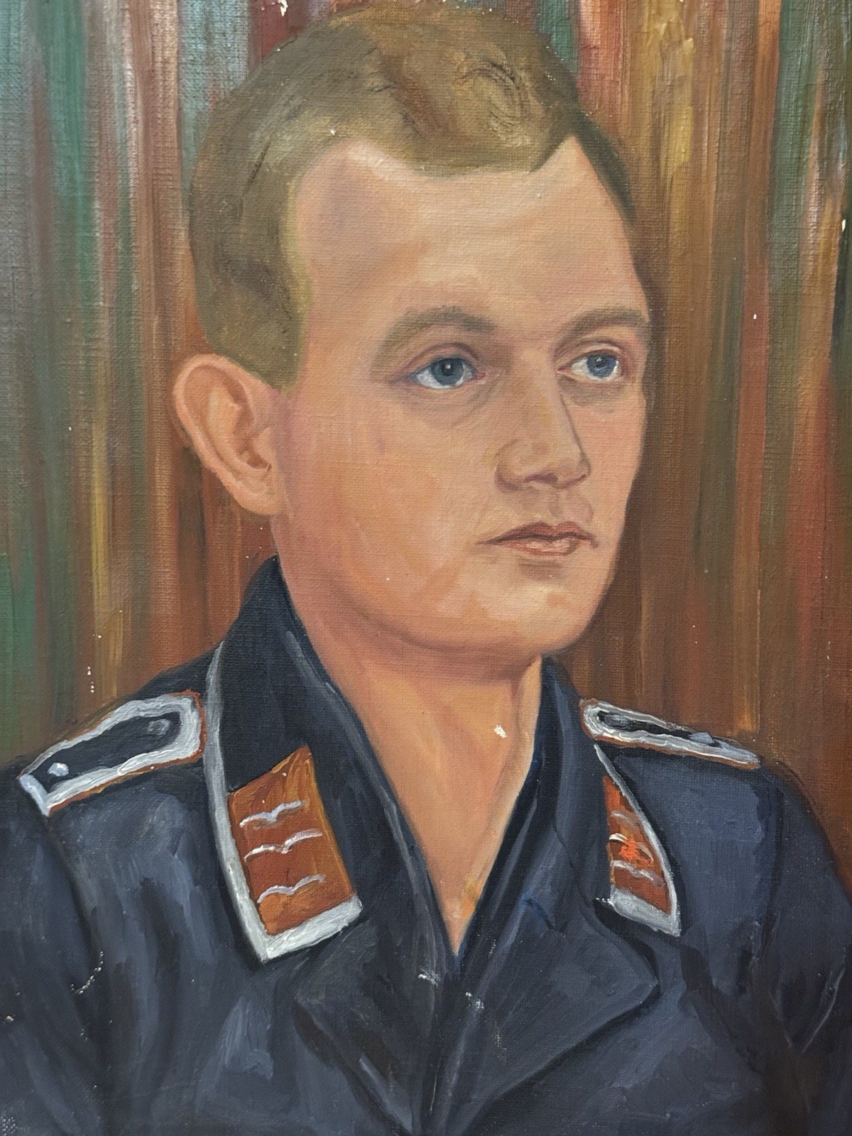 WWII German Luftwaffe Flak Soldier Oil Portrait Painting 1942-43 Original