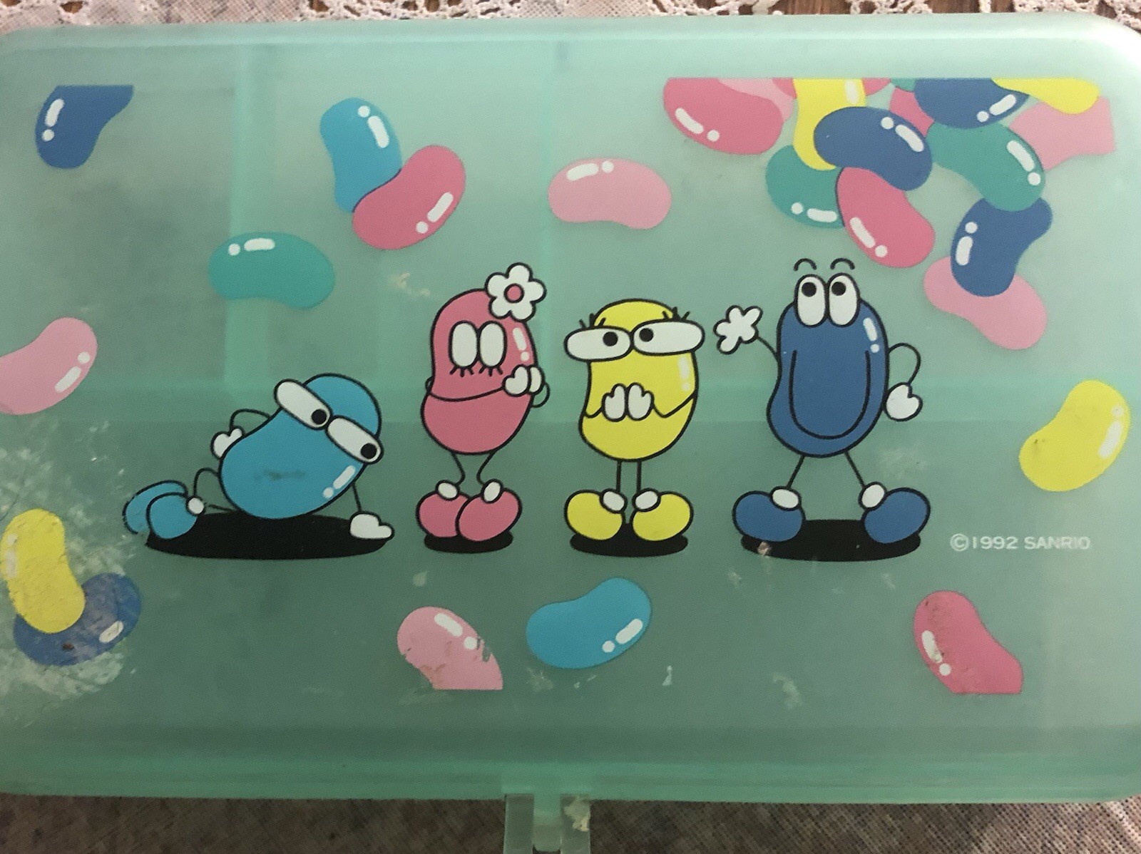 1992 vintage SANRIO Jelly Bean Gang Pencil Case Box RARE