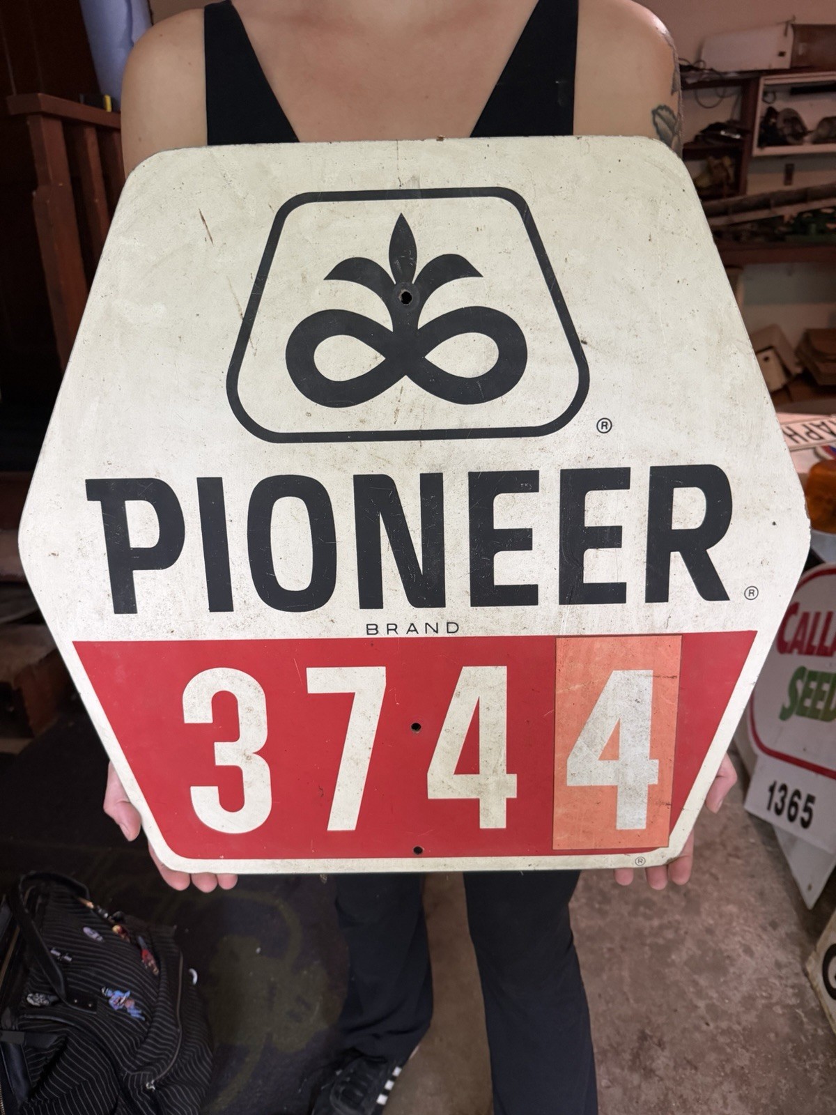 Vintage Pioneer Farm Seed Corn Sign Tractor Dealer Not Metal