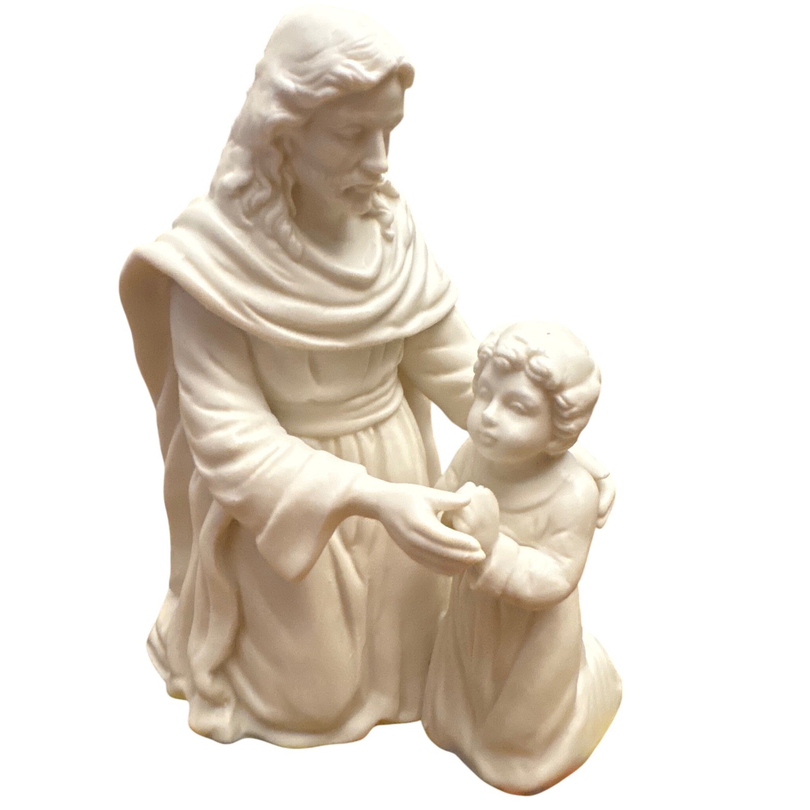 Vintage Jesus and Child Figurine Religious Statue, Off White, 1995 Bisque 6.5\