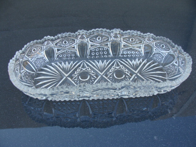 Vintage L. E Smith Glass Quintec Heritage Clear Oblong Relish Celery Dish