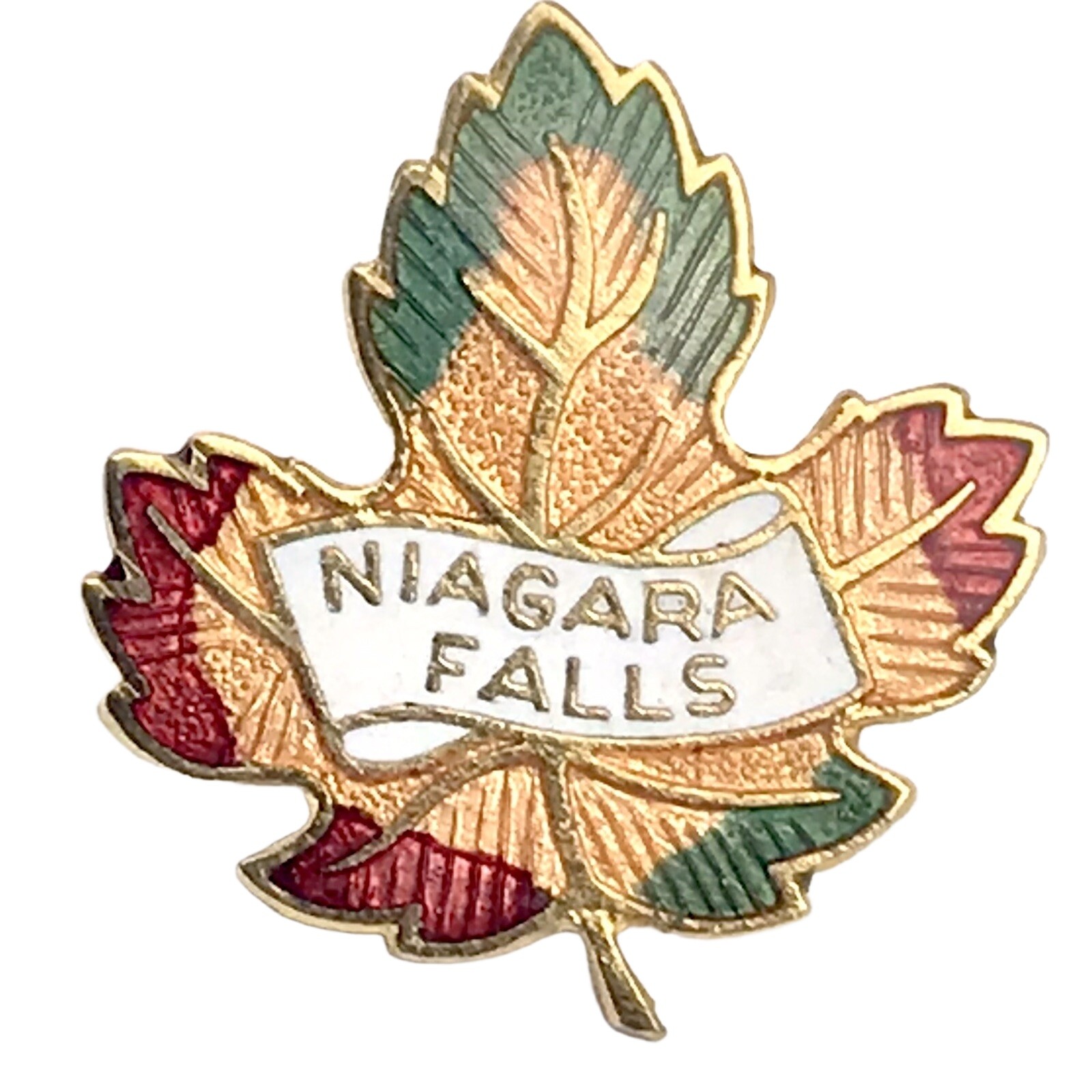 Niagara Falls Pin Brooch Vintage Multi Color Maple Leaf Canada