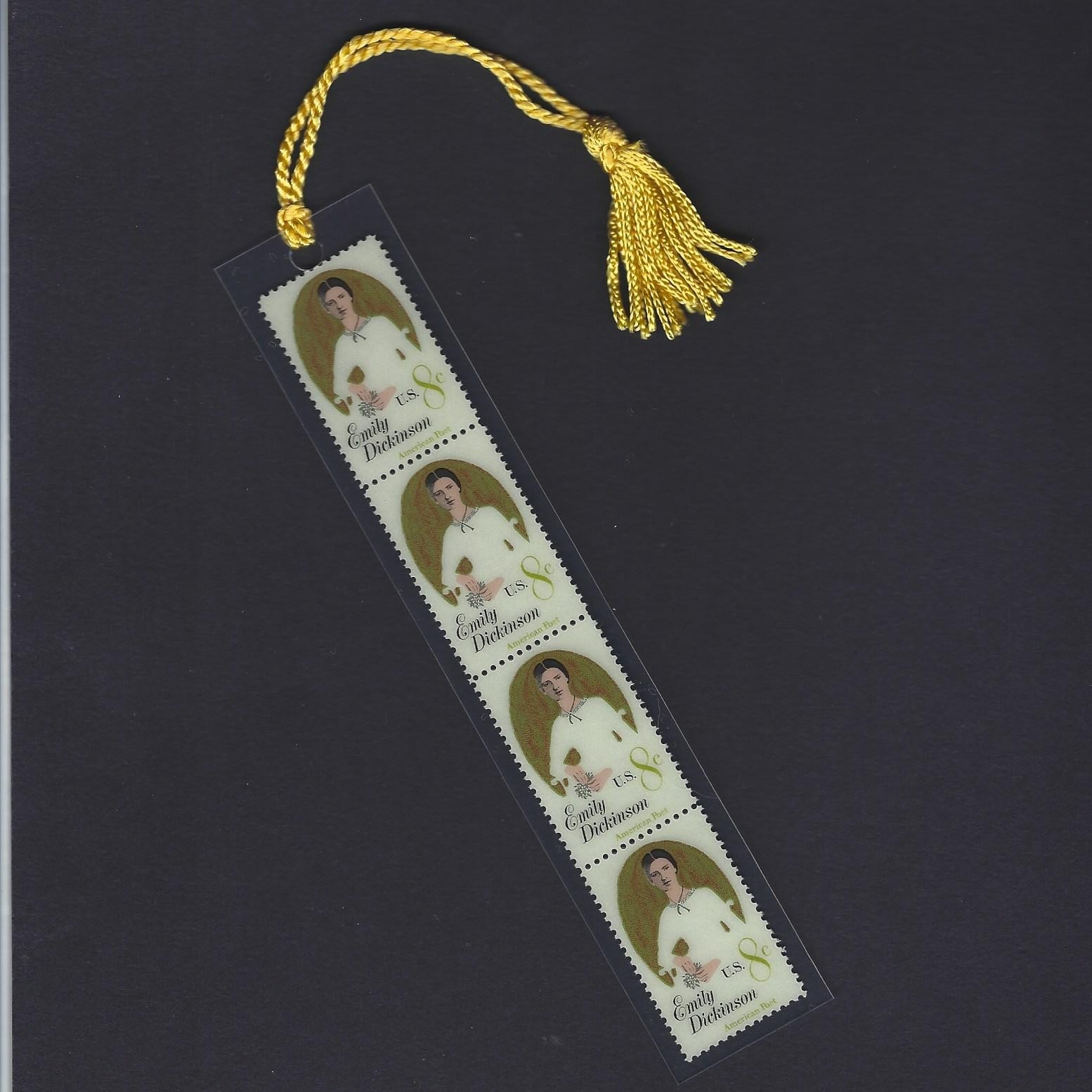 Poet Emily Dickinson - Vintage Set of 4 Stamps Bookmark Unique L@@K