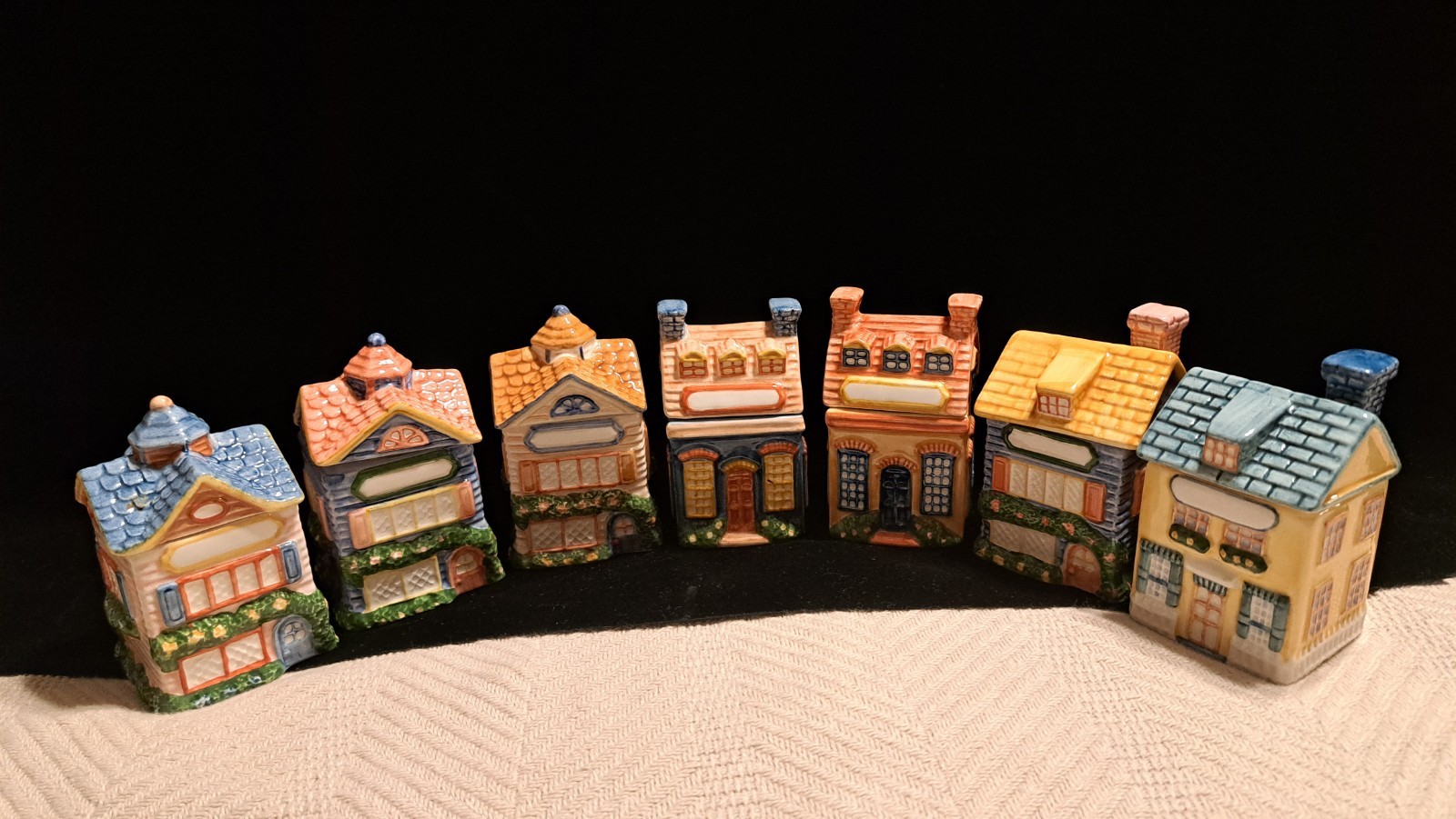 Avon Ceramic Miniature Buildings Set Of 7