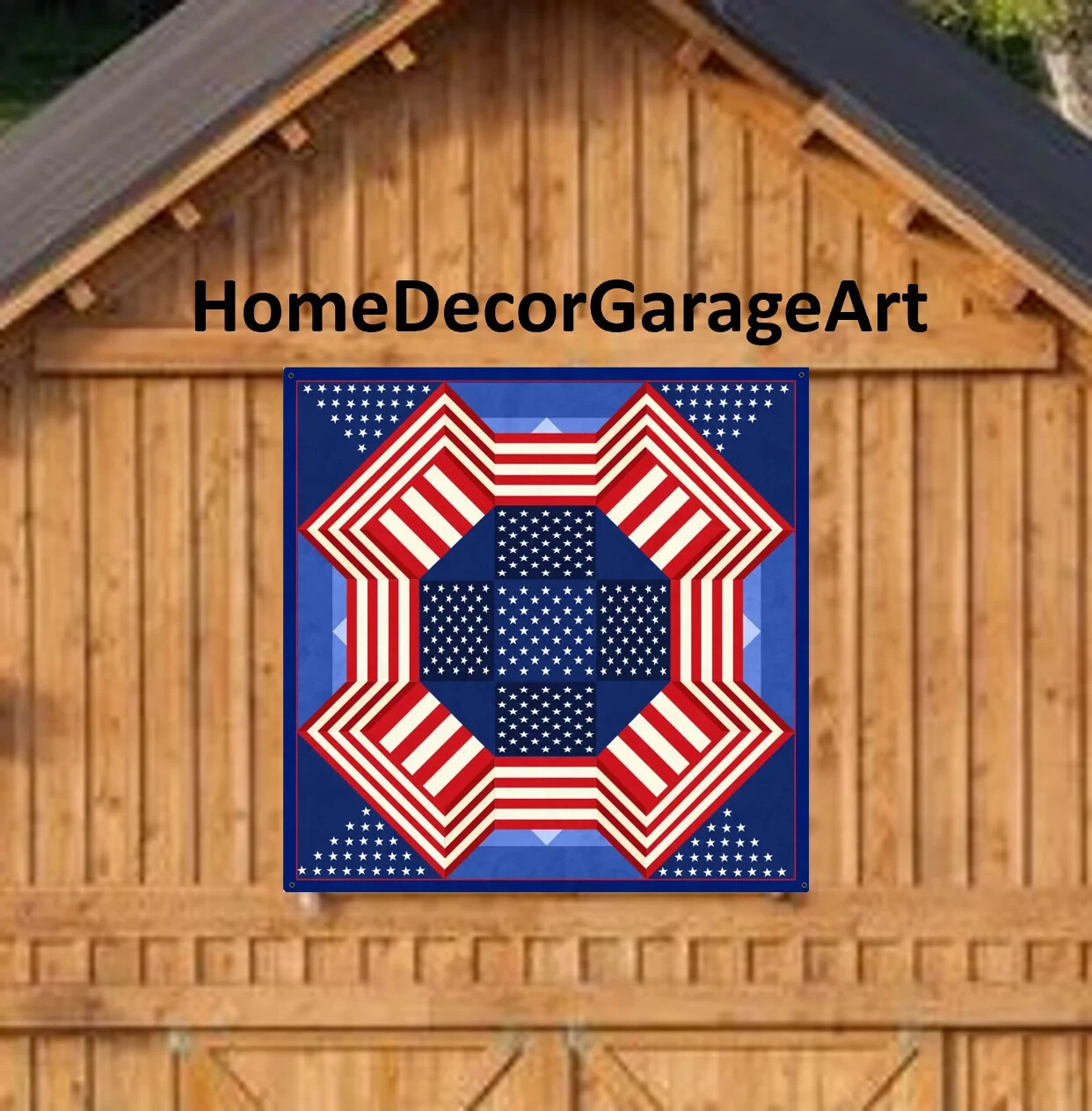 Barn Quilt Metal Sign, Patriotic Stars & Stripes, Dutch Amish Design 9 Sizes