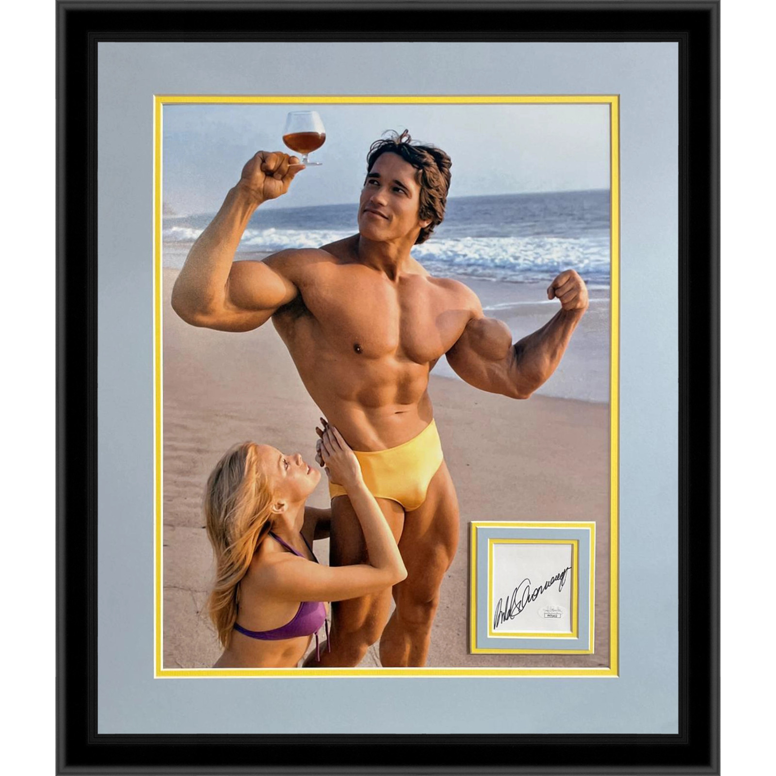 Arnold Schwarzenegger Autographed Cognac on the Beach Deluxe Framed 16x20 Photo