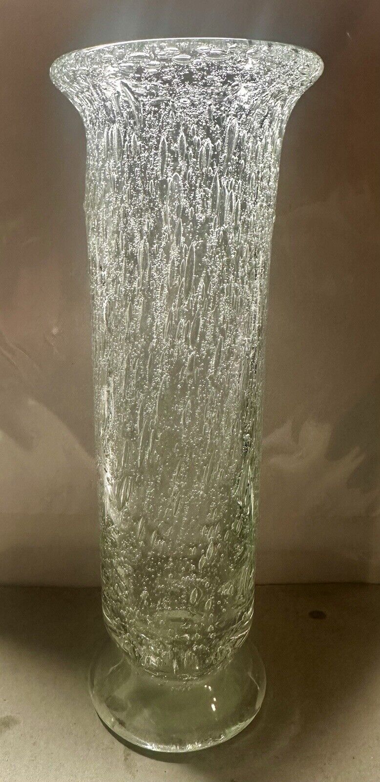 Vintage Fluted Glass Vase With Infused Bubbles