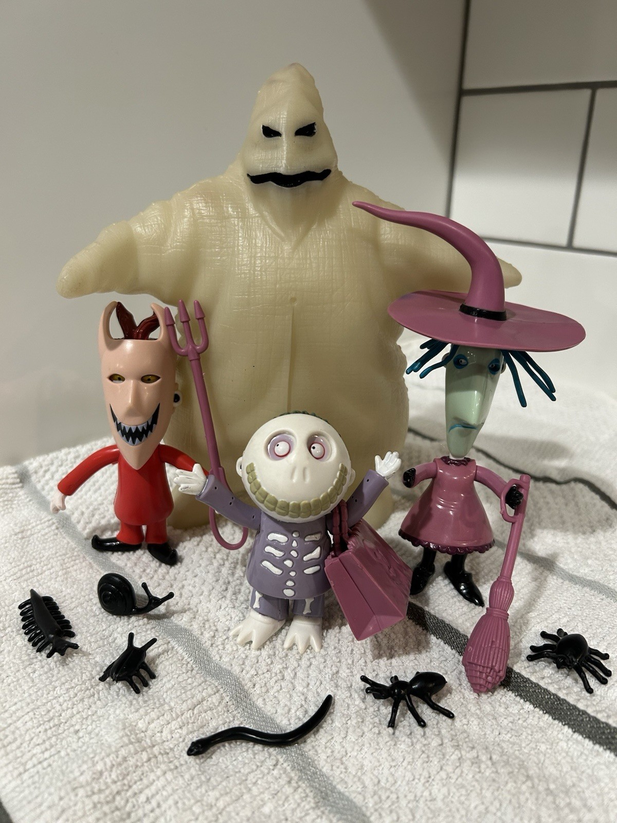 Vintage 1993 Nightmare Before Christmas Figures - Oogie Boogie Lock Shock Barrel