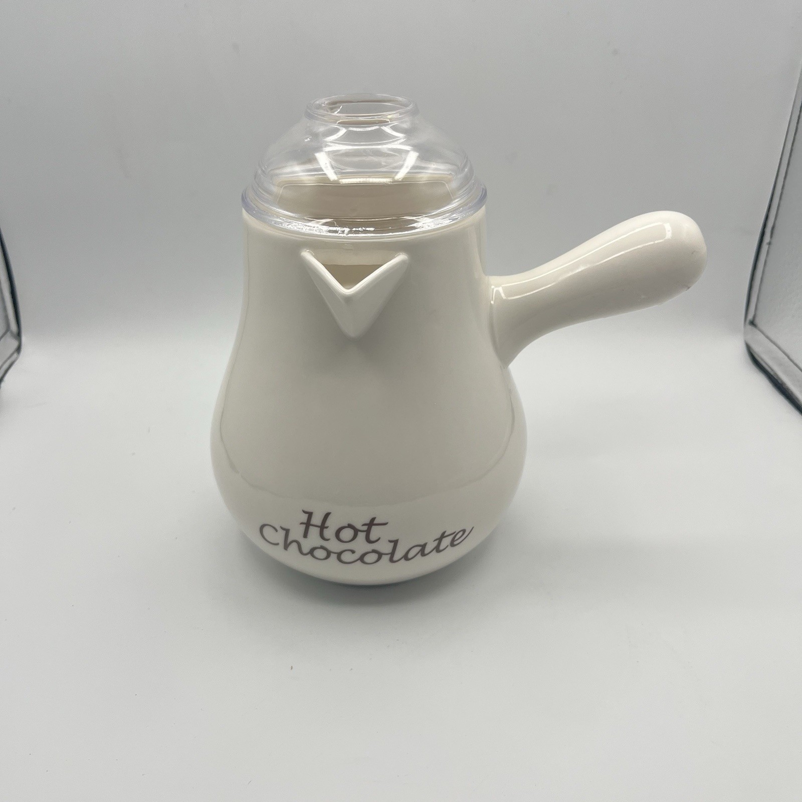 Bonjour Williams Sonoma Hot Chocolate Pot Ceramic Cocoa Server W/Plastic Lid