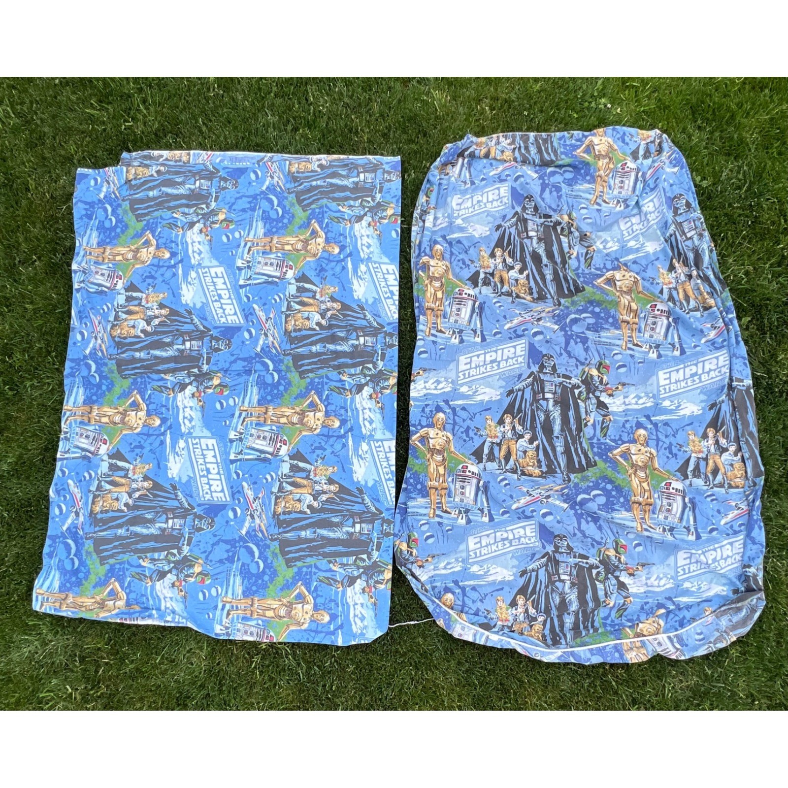 Vintage 1979 Star Wars Empire Strikes Back Twin Sheet Set Blue Darth Vader 70s