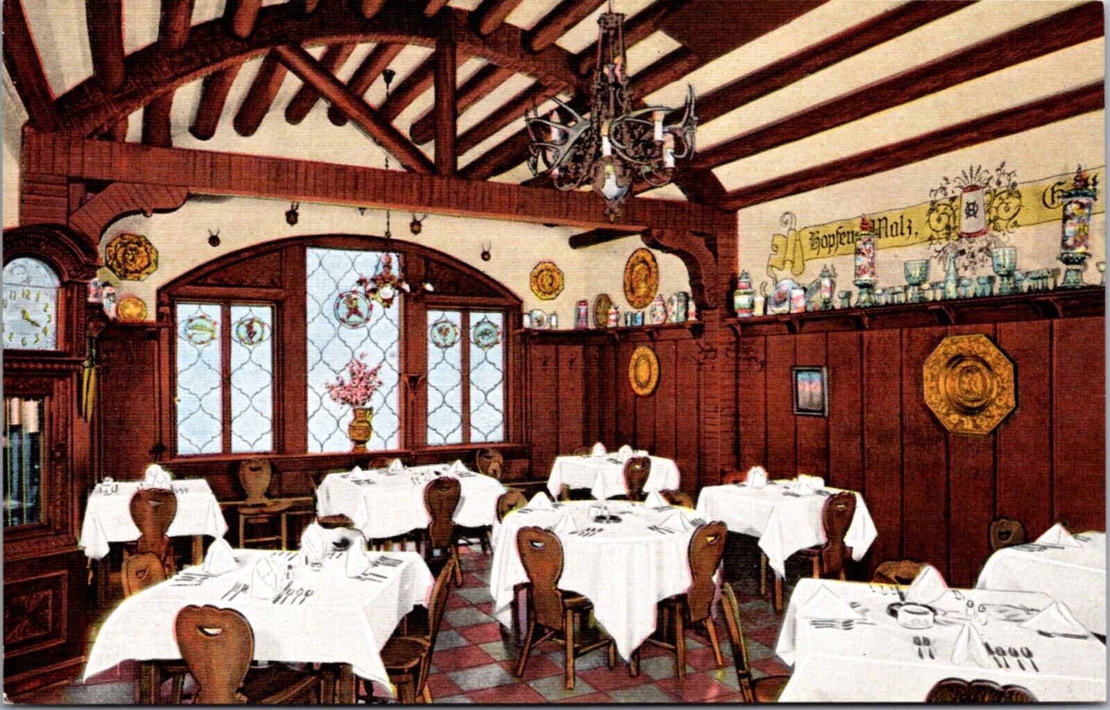 Linen Postcard Interior of Karl Ratzsch\'s Restaurant in Milwaukee, Wisconsin