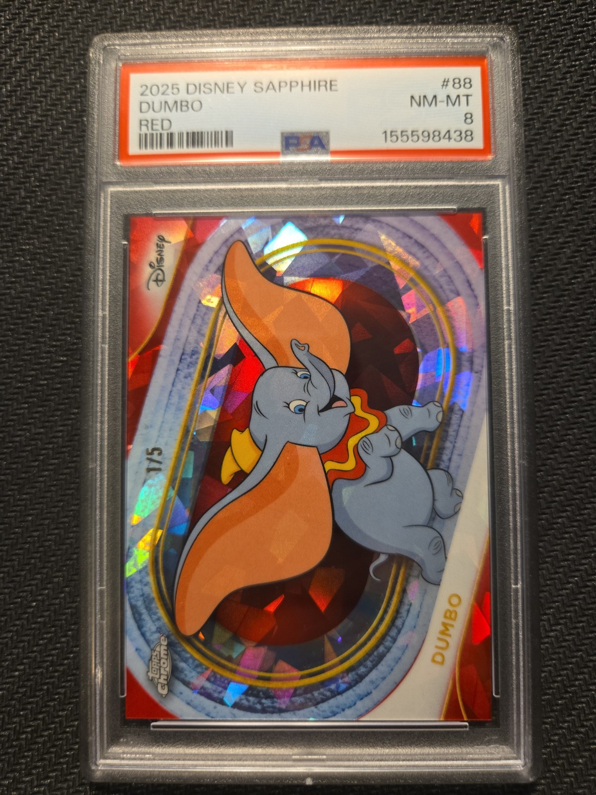 2025 Topps Disney Sapphire Dumbo Red 1/5 PSA 8 #88 2025 Topps Disney Sapphire Dumbo Red 1/5 PSA 8 #88