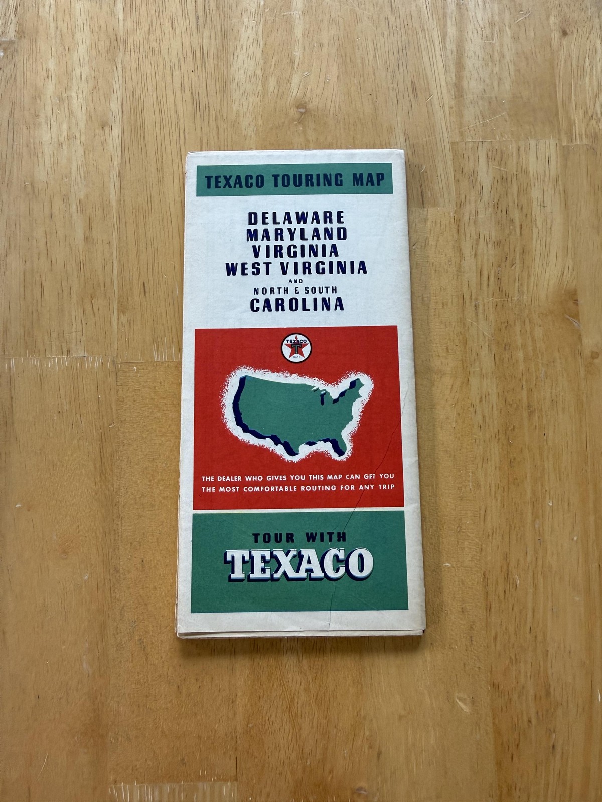 Vintage 1951 Texaco Delaware MD VA WV NC SC Touring Road Map Gas Oil USA