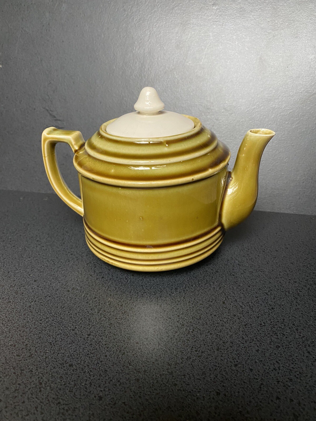 Teapot Green Brown Glaze Mid Century Pottery Ceramic Japan Vtg