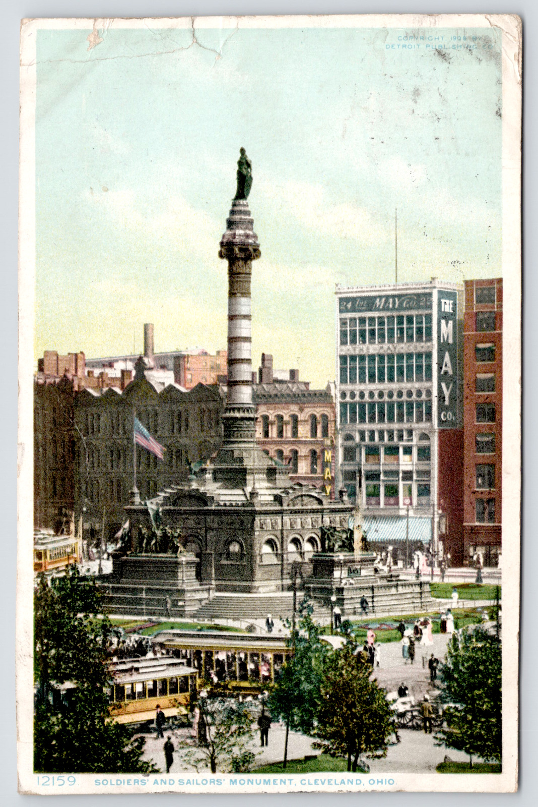 Postcard Soldier's and Sailor's Monument Cleveland Ohio Posted Aug 6 1909