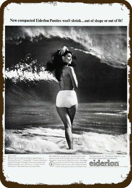 1966 Sexy Beach Woman Butt & EIDERLON PANTIES DECORATIVE REPLICA METAL SIGN  