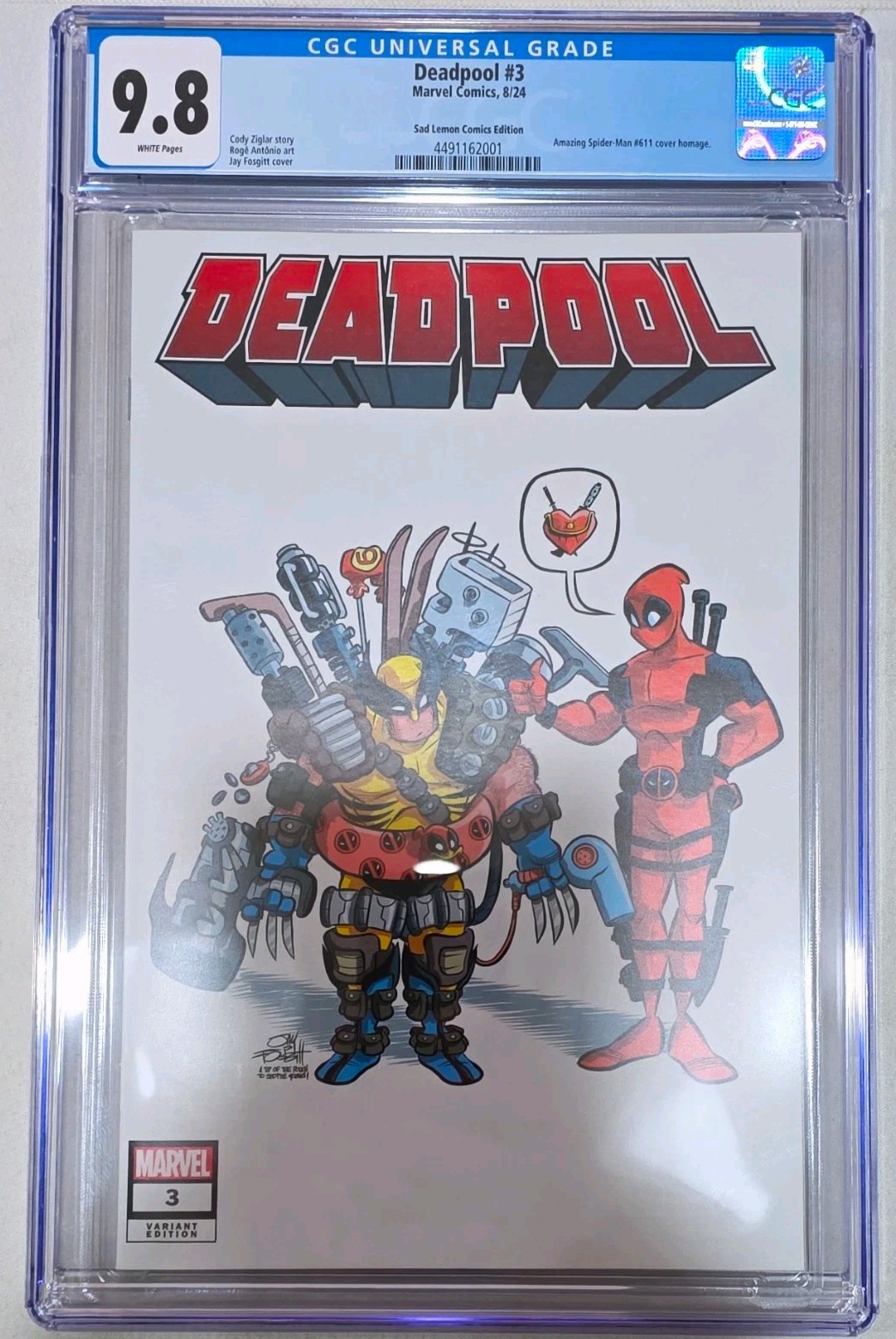 Marvel Deadpool #3 CGC 9.8 Jay Fosgitt Sad Lemon Variant Cover 2024