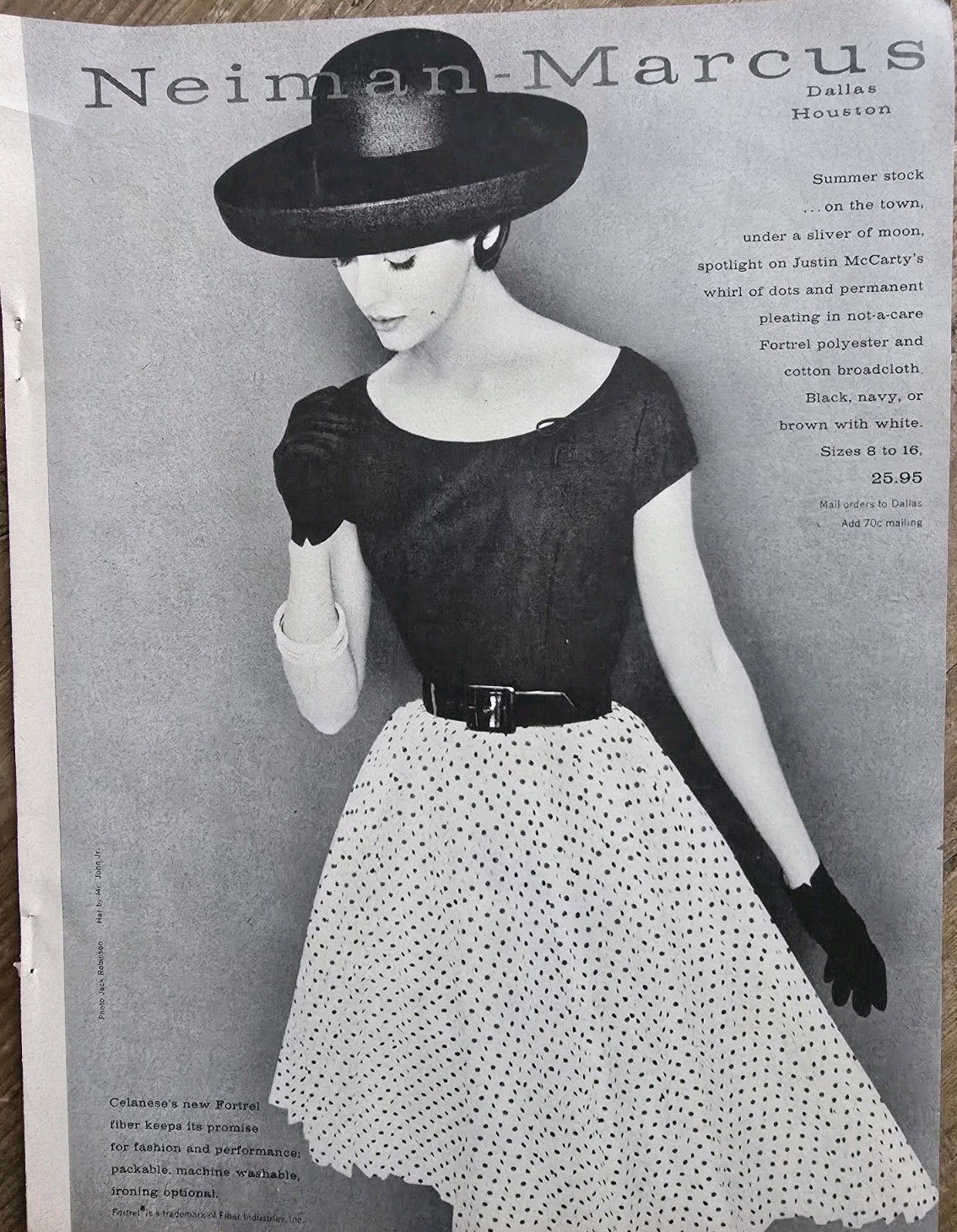 1961 Women\'s Justin McCarty Dress Neiman Marcus store Vintage Fashion Ad 