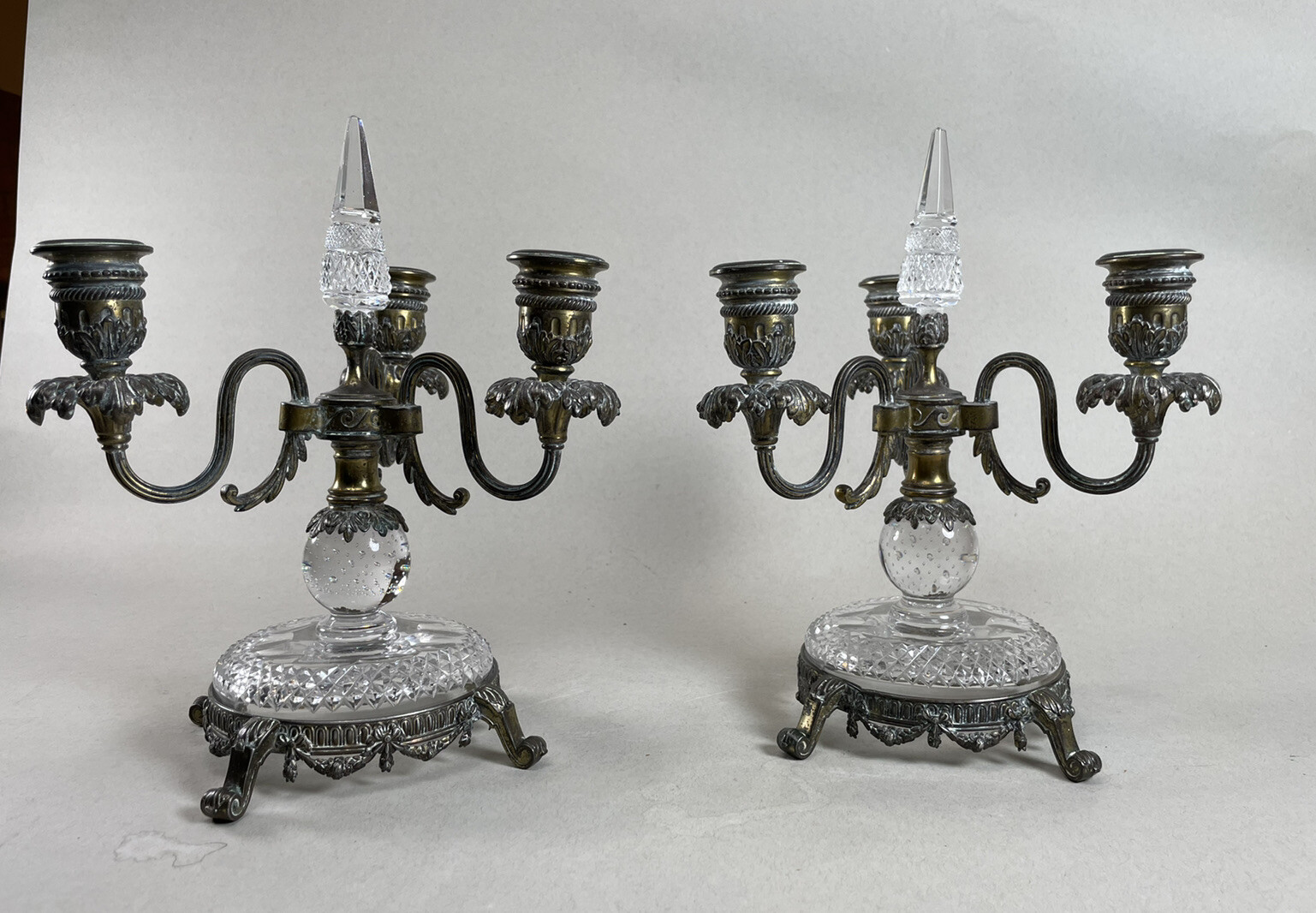 European Pair Of 3 Arm Candelabra Marked with P Logo and D6147