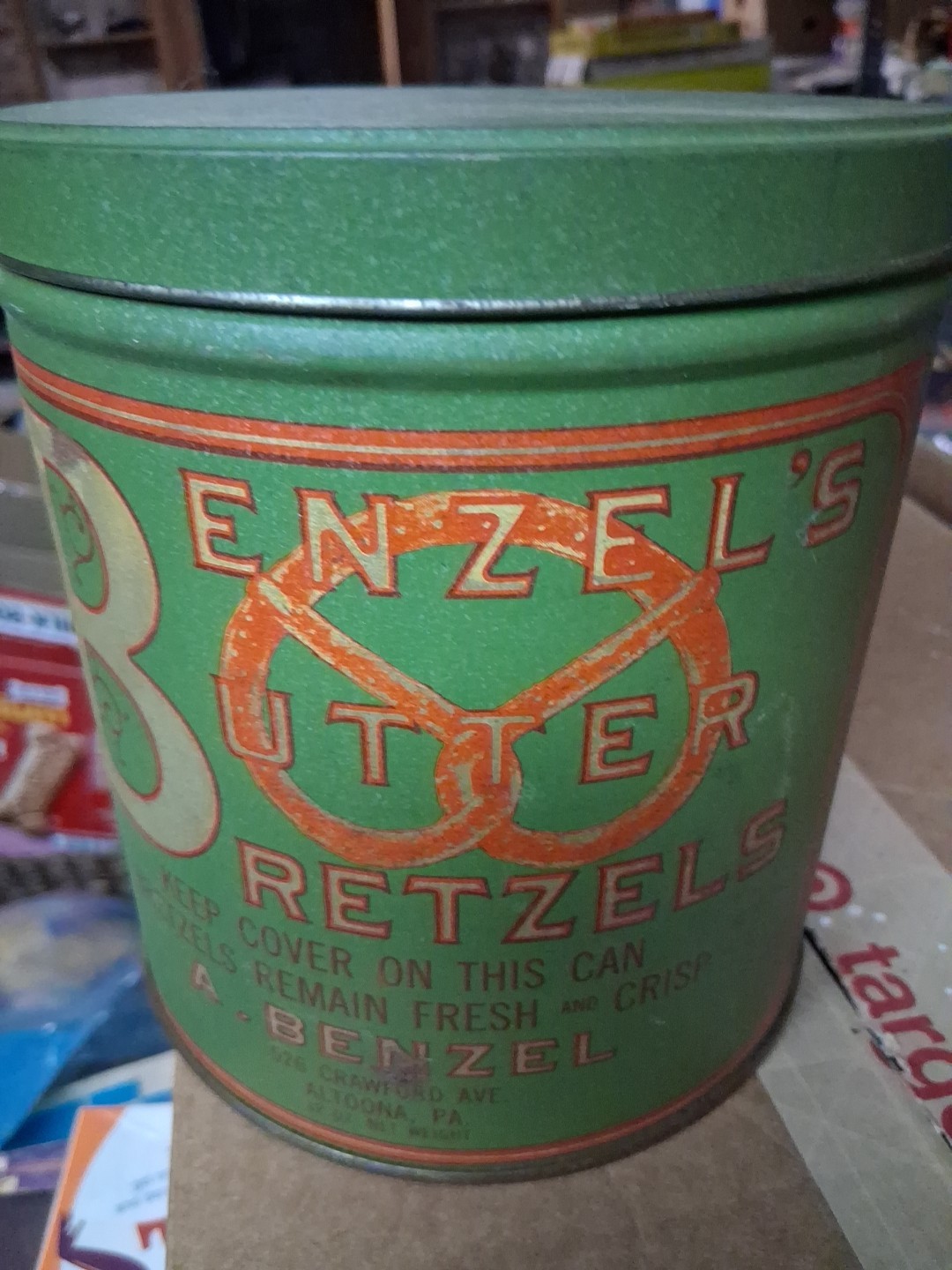 Benzel’s Butter Bretzels Snack Vintage Advertising Tin - Altoona, PA