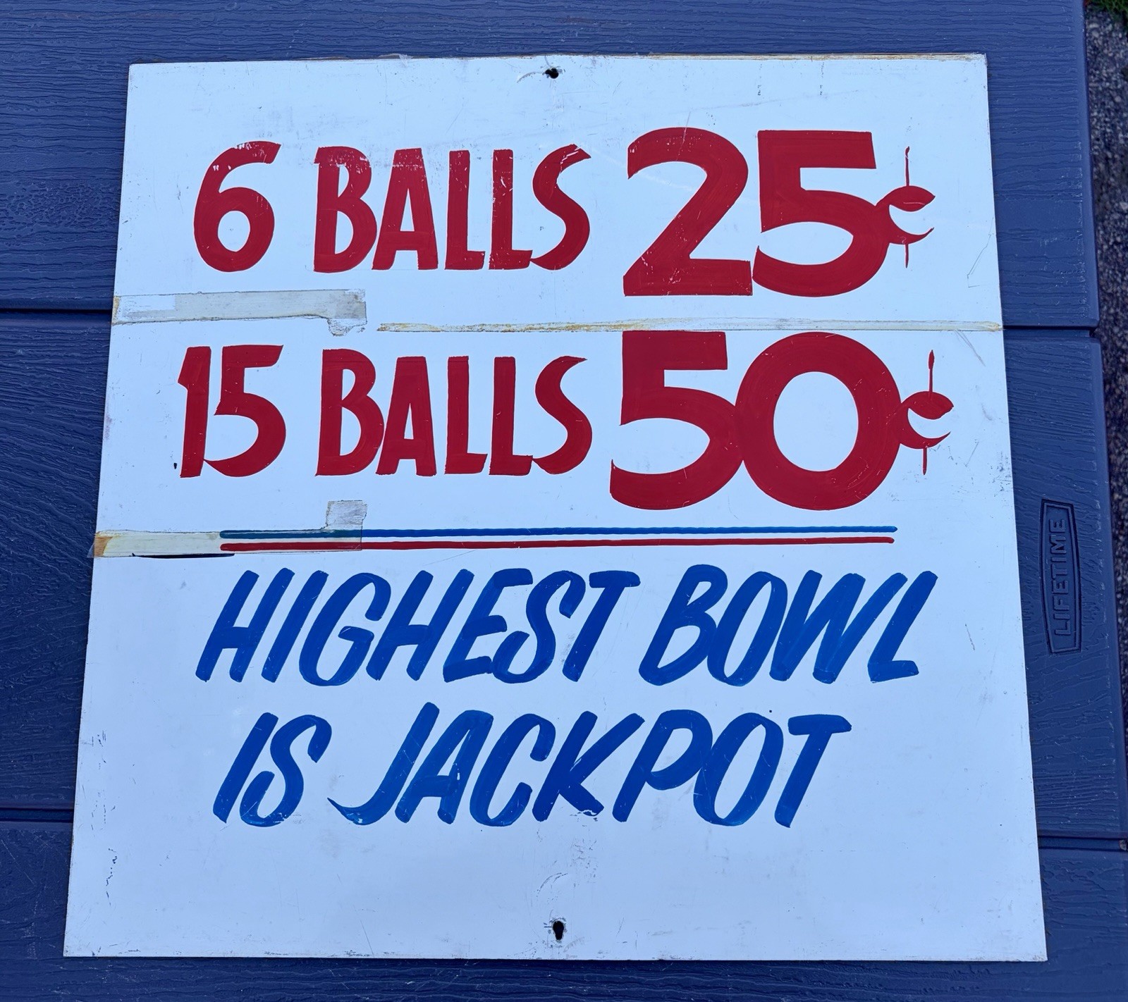 Original Vintage Amusement Park Bowling Game 18” Metal Sign from Rocky Point RI