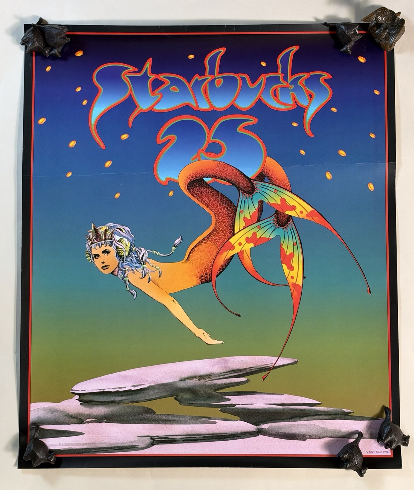 Vintage Starbucks 25th Anniversary Roger Dean Designed 1996 Poster RARE READ