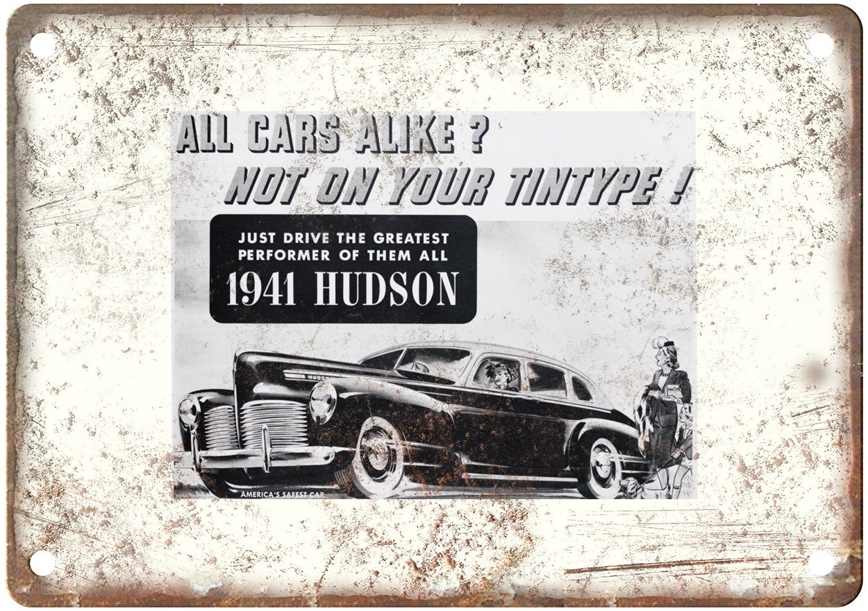 1941 Hudson Vintage Automobile Ad Retro Look Metal Sign AM9096