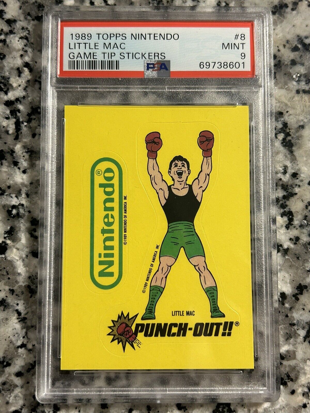 1989 Topps Nintendo Game Tips Stickers #8 Little Mac, Punch-Out PSA 9 MINT