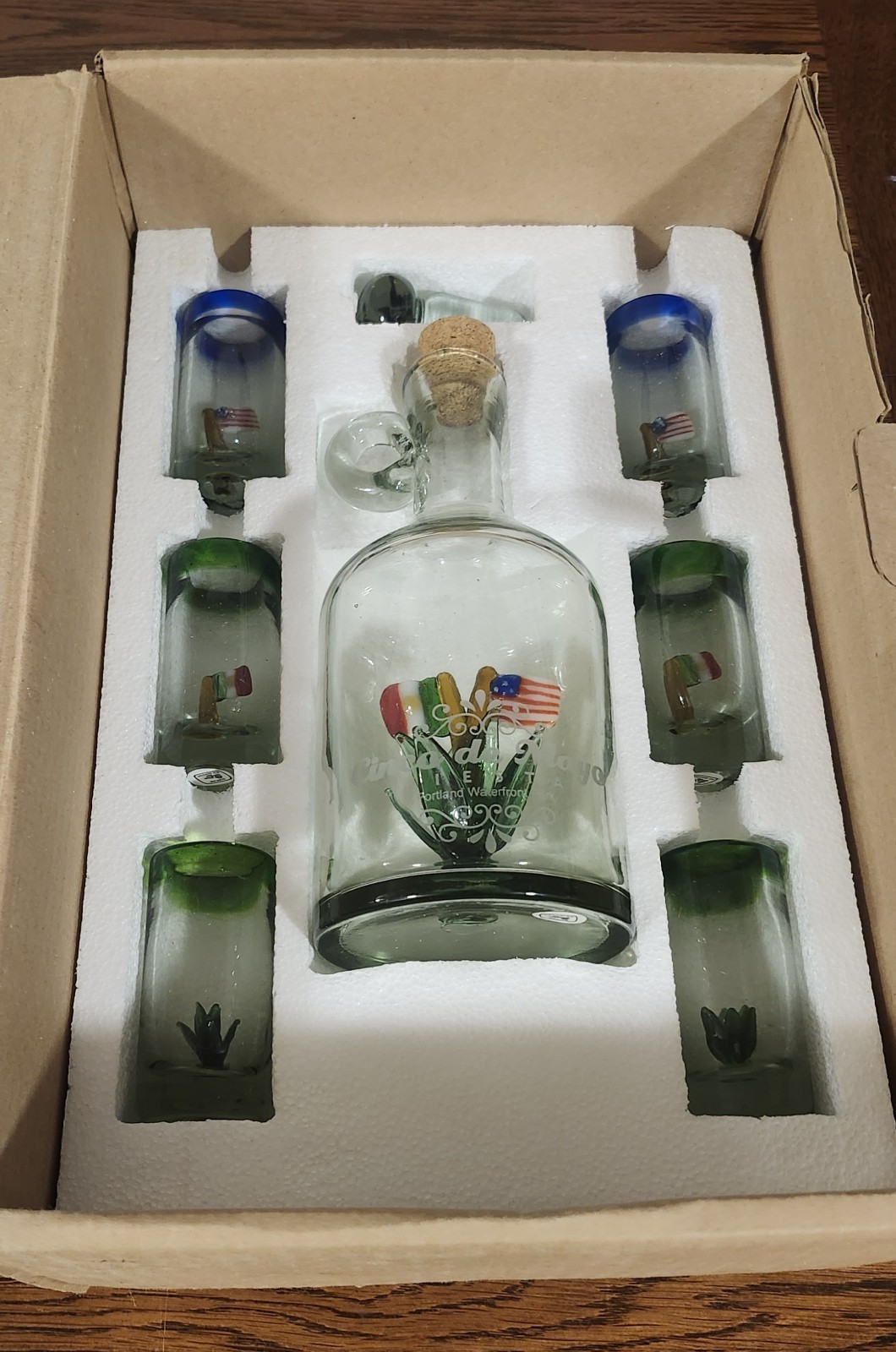 Rare Hipolito Gutierrez Cinco de Mayo Portland Tequila Decanter Glasses Tonala 