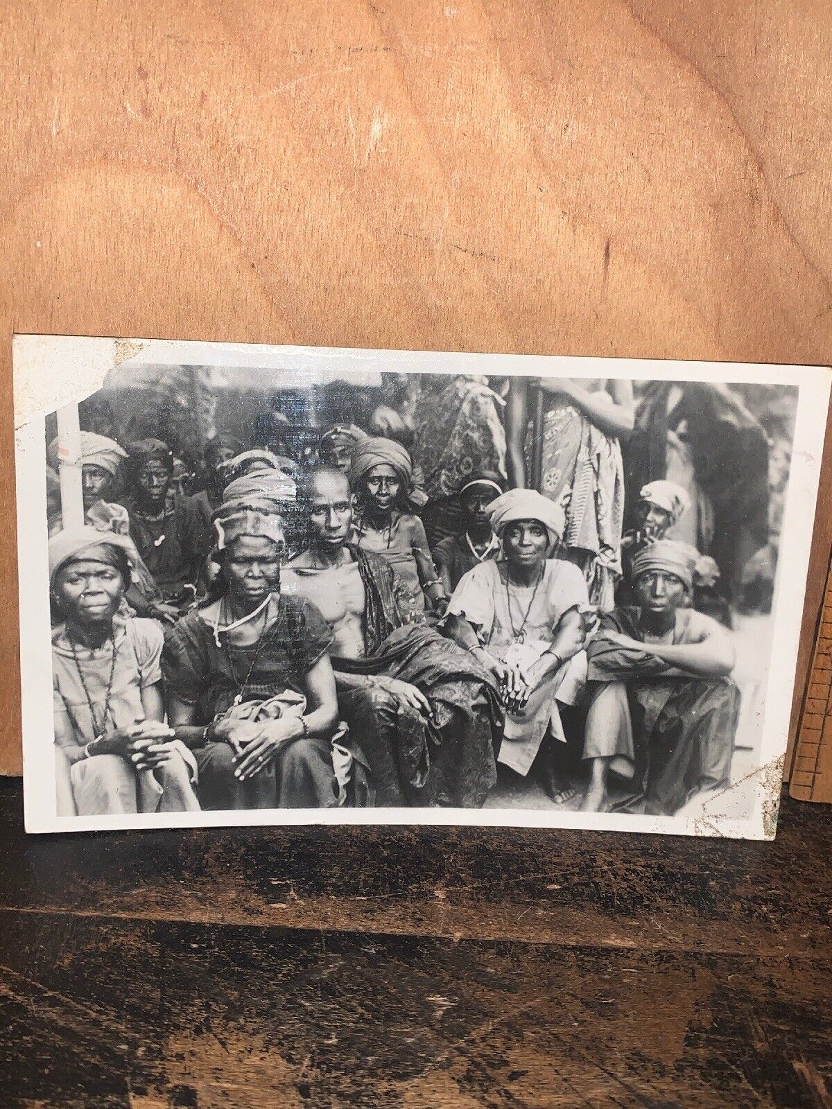 Real Photo Postcard South Africa Tribal Scene Distressed Condition