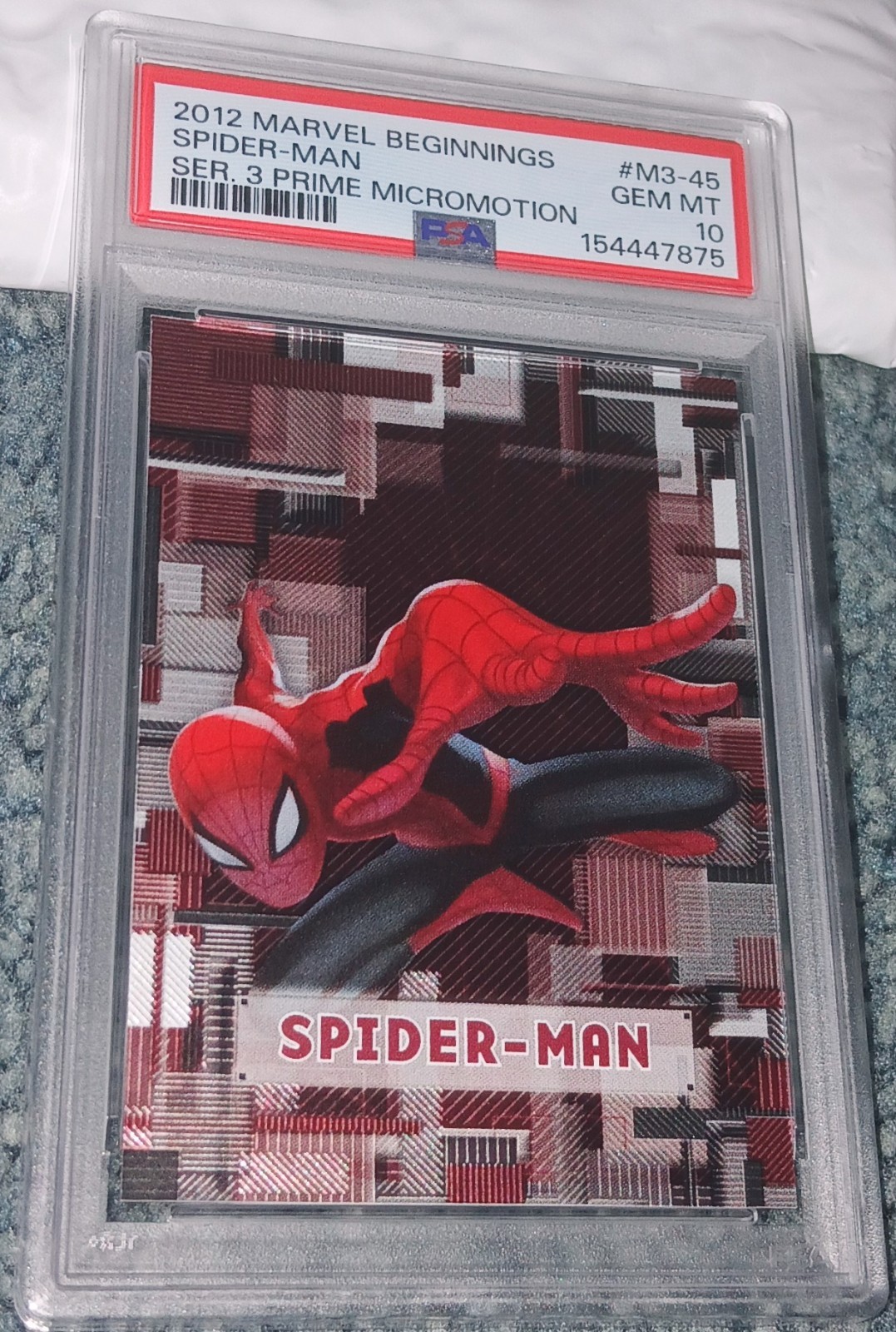 2012 UD MARVEL BEGINNINGS SERIES 3 PRIME MICROMOTION #M3-45 SPIDER-MAN PSA 10