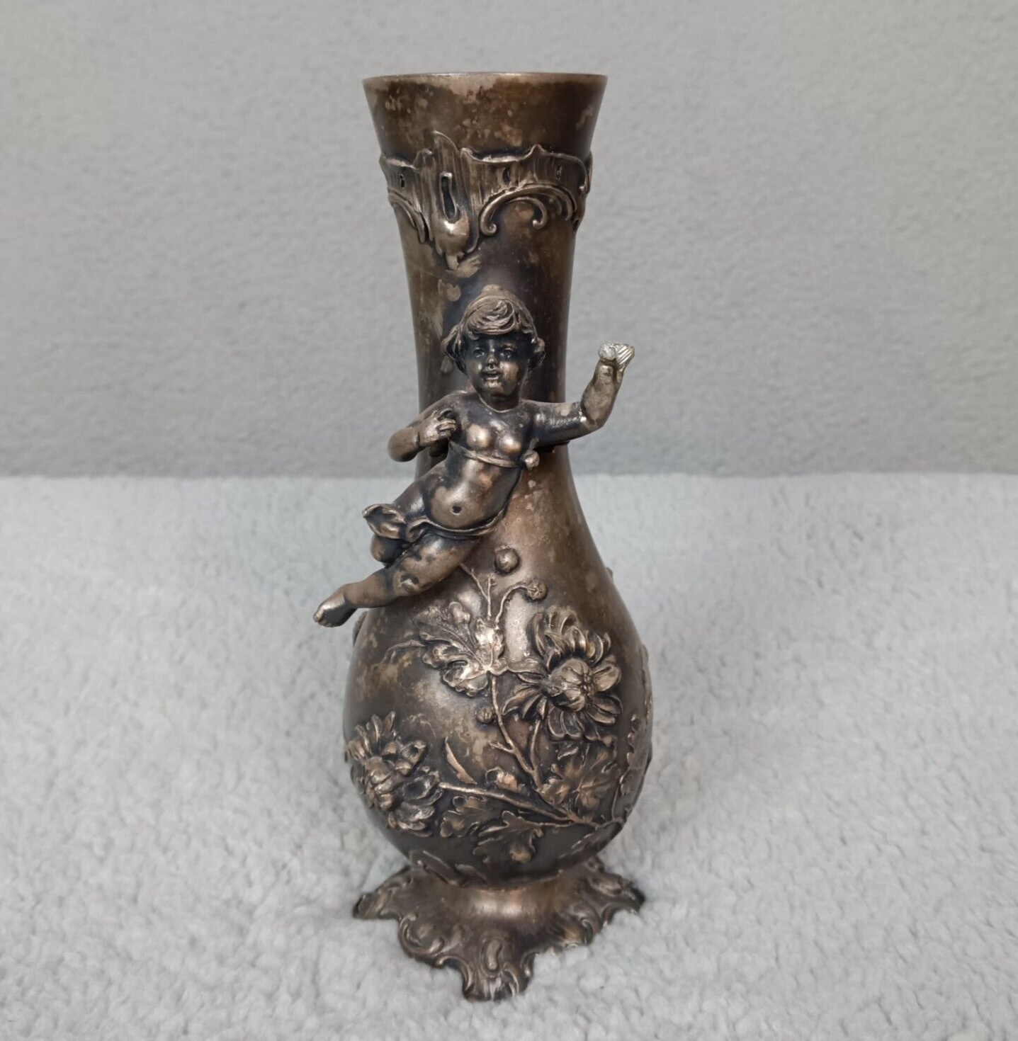 Antique Vase PUTTO WMF Germany 1895 Decanter Jug Angels Rare Sterling Silver