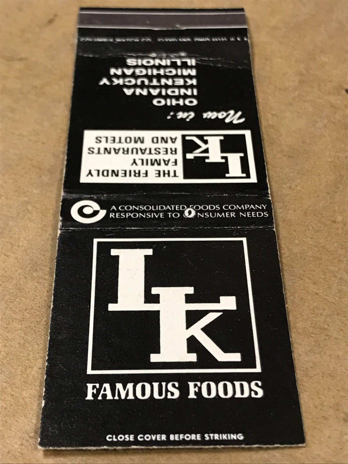 Vintage LK Famous Foods - Matchcover, Matchbook