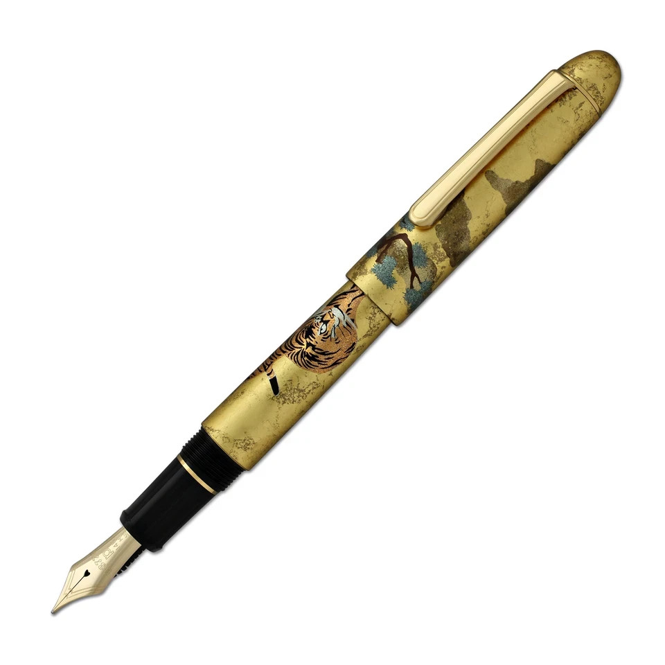 Platinum Fountain Pen, F Fine Nib, 3776 Century, Kanazawa Gold Leaf, Matsutora