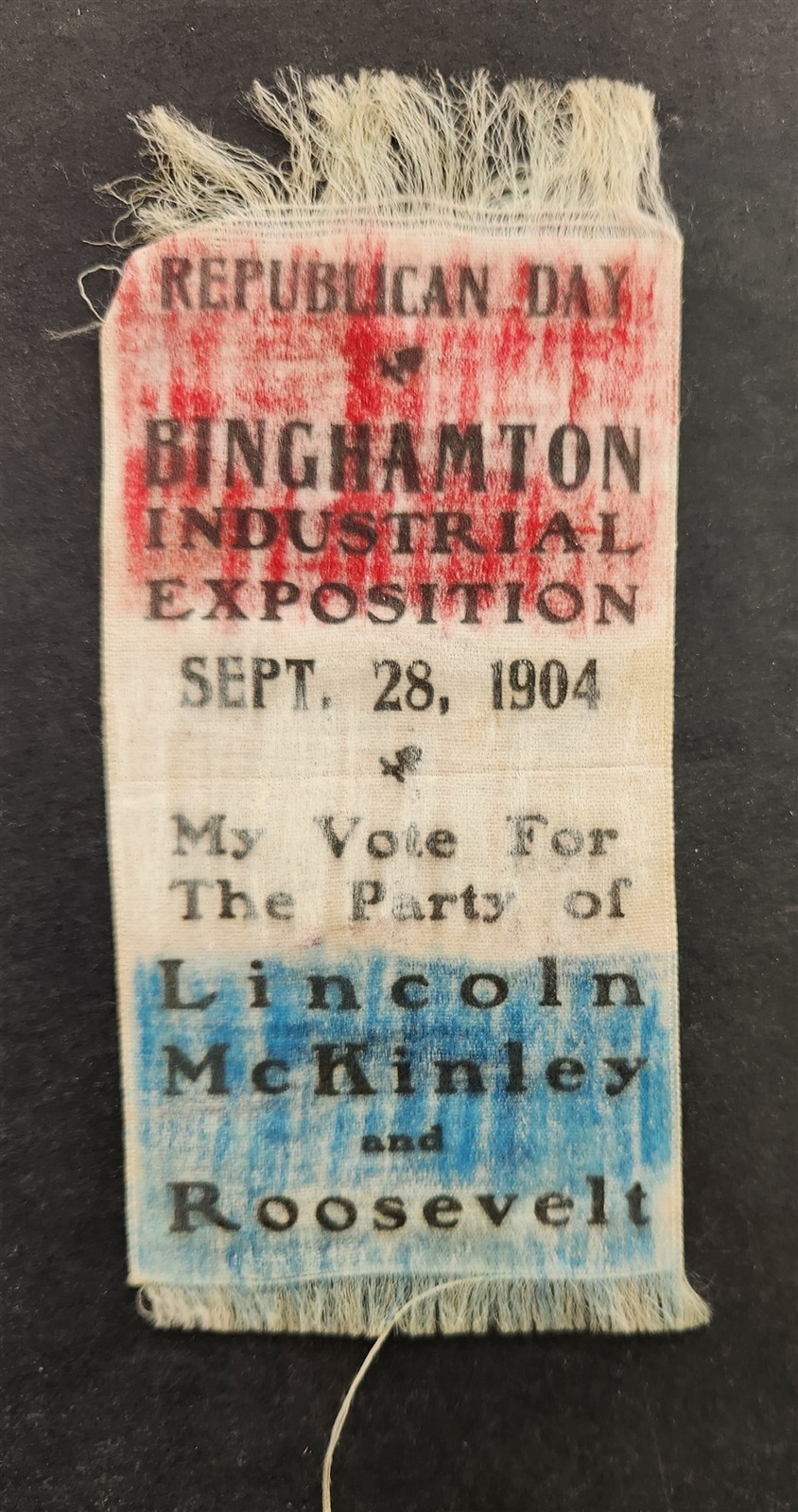 1904 antique BINGHAMTON INDUSTRIAL EXPOSITION republican day RIBBON 