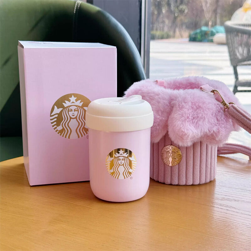 Authentic Starbucks China 2024 Spring Sakura Pink 11oz SS Straw Cup With Cup Bag